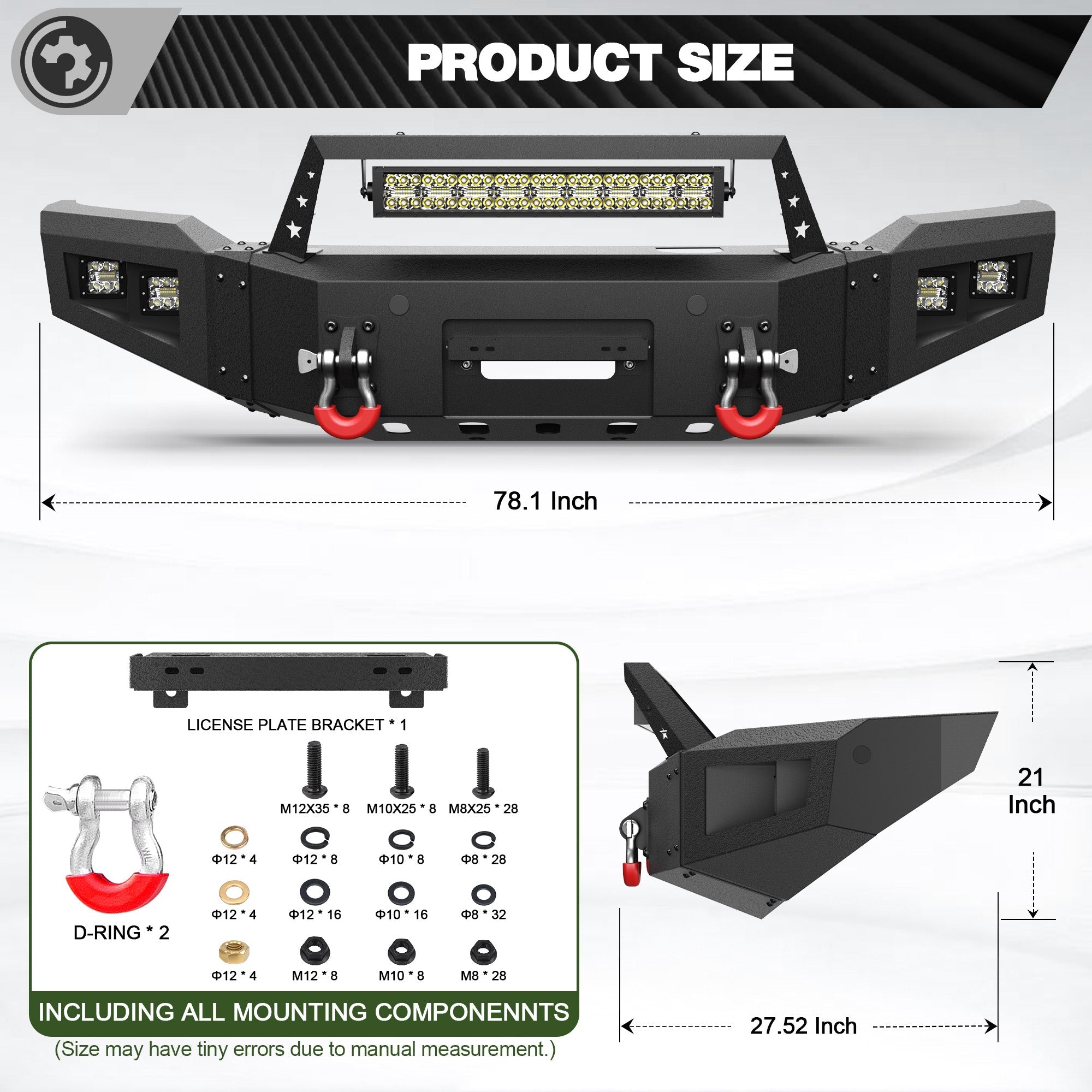 F150 Front Bumper for 2018 2019 2020 Ford F150 Pickup w/Winch Plate (Excluding Raptor) - nadiaauto