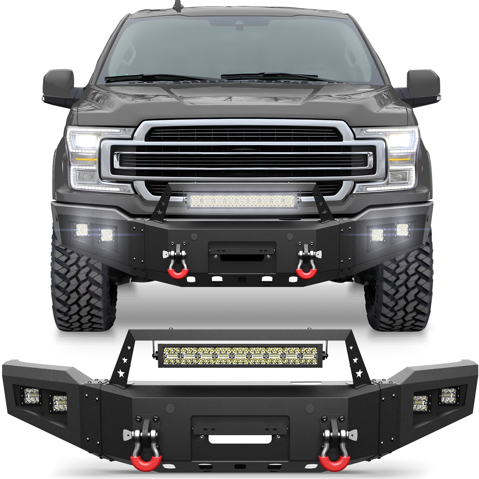 F150 Front Bumper for 2018 2019 2020 Ford F150 Pickup w/Winch Plate (Excluding Raptor) - nadiaauto