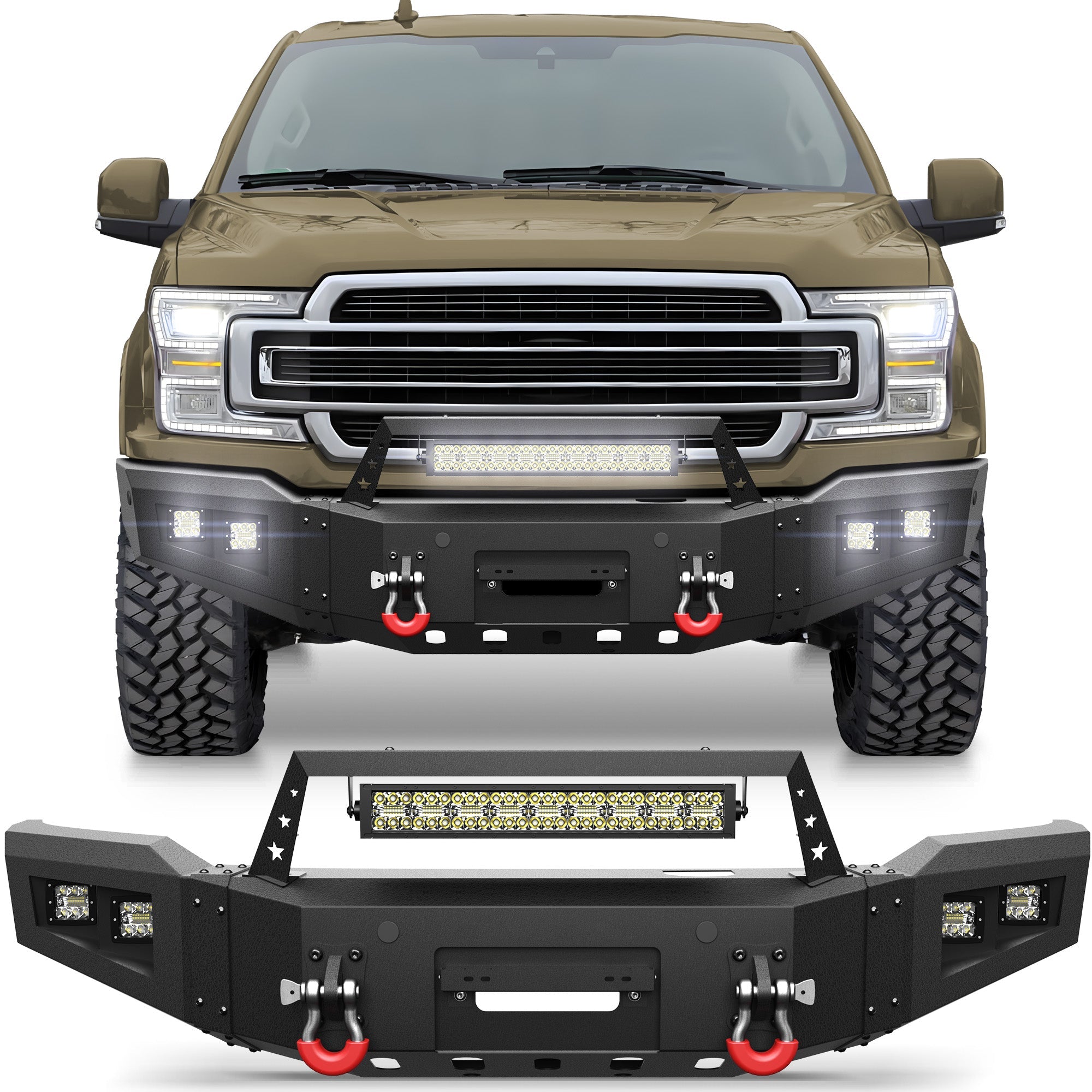 F150 Front Bumper for 2018 2019 2020 Ford F150 Pickup w/Winch Plate (Excluding Raptor) - nadiaauto