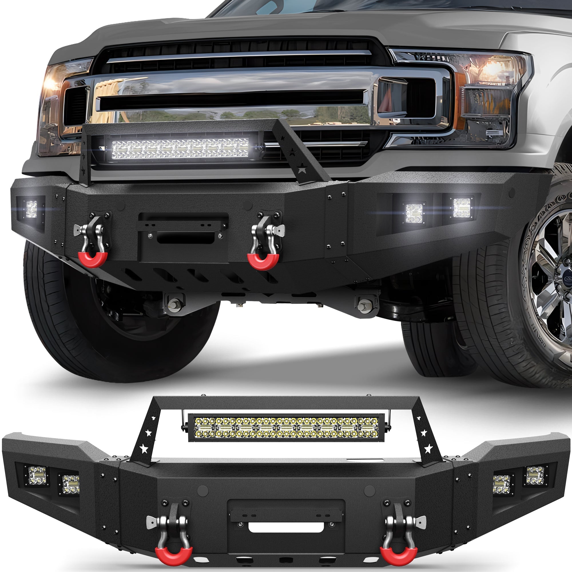 F150 Front Bumper for 2018 2019 2020 Ford F150 Pickup w/Winch Plate (Excluding Raptor) - nadiaauto