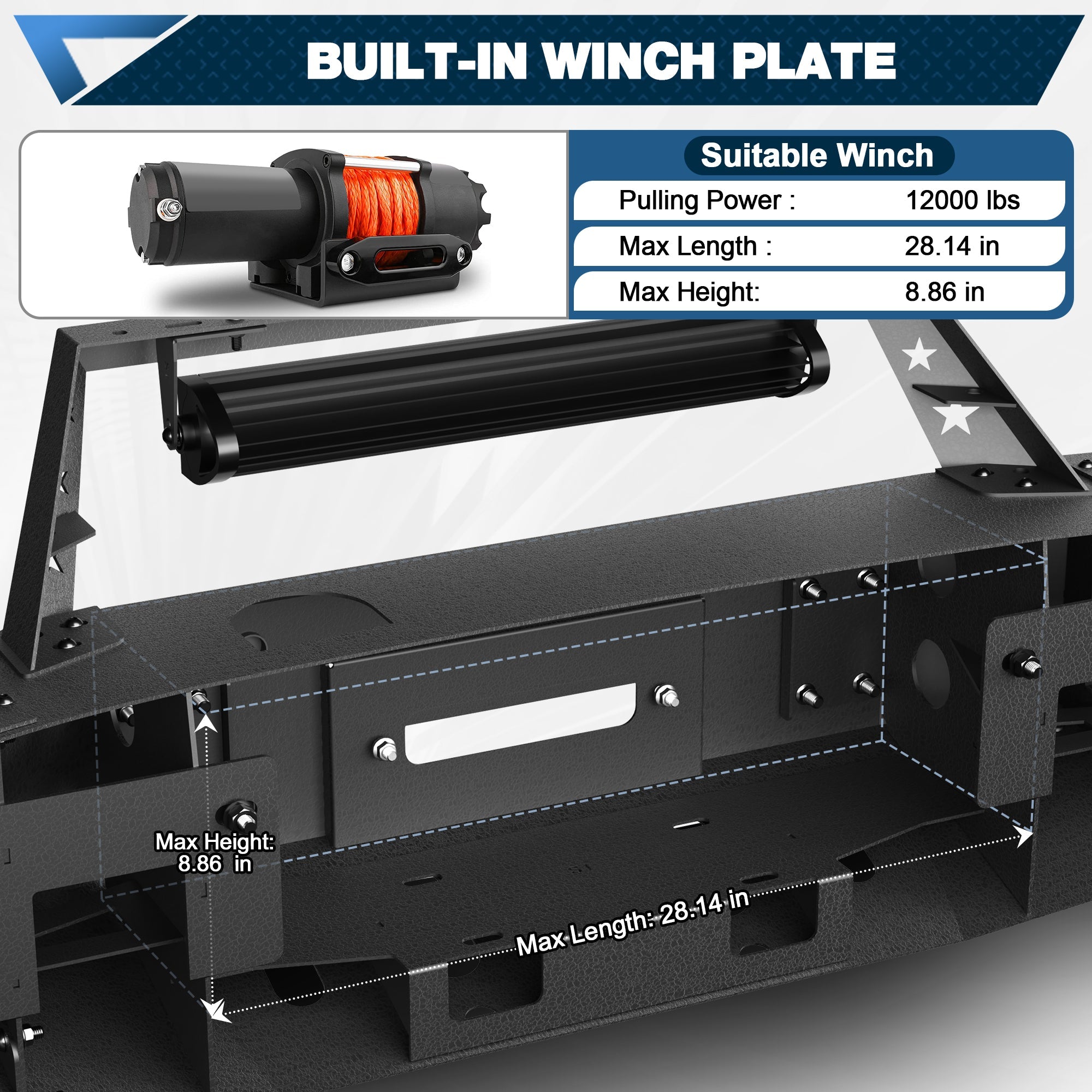 F150 Front Bumper for 2018 2019 2020 Ford F150 Pickup w/Winch Plate (Excluding Raptor) - nadiaauto
