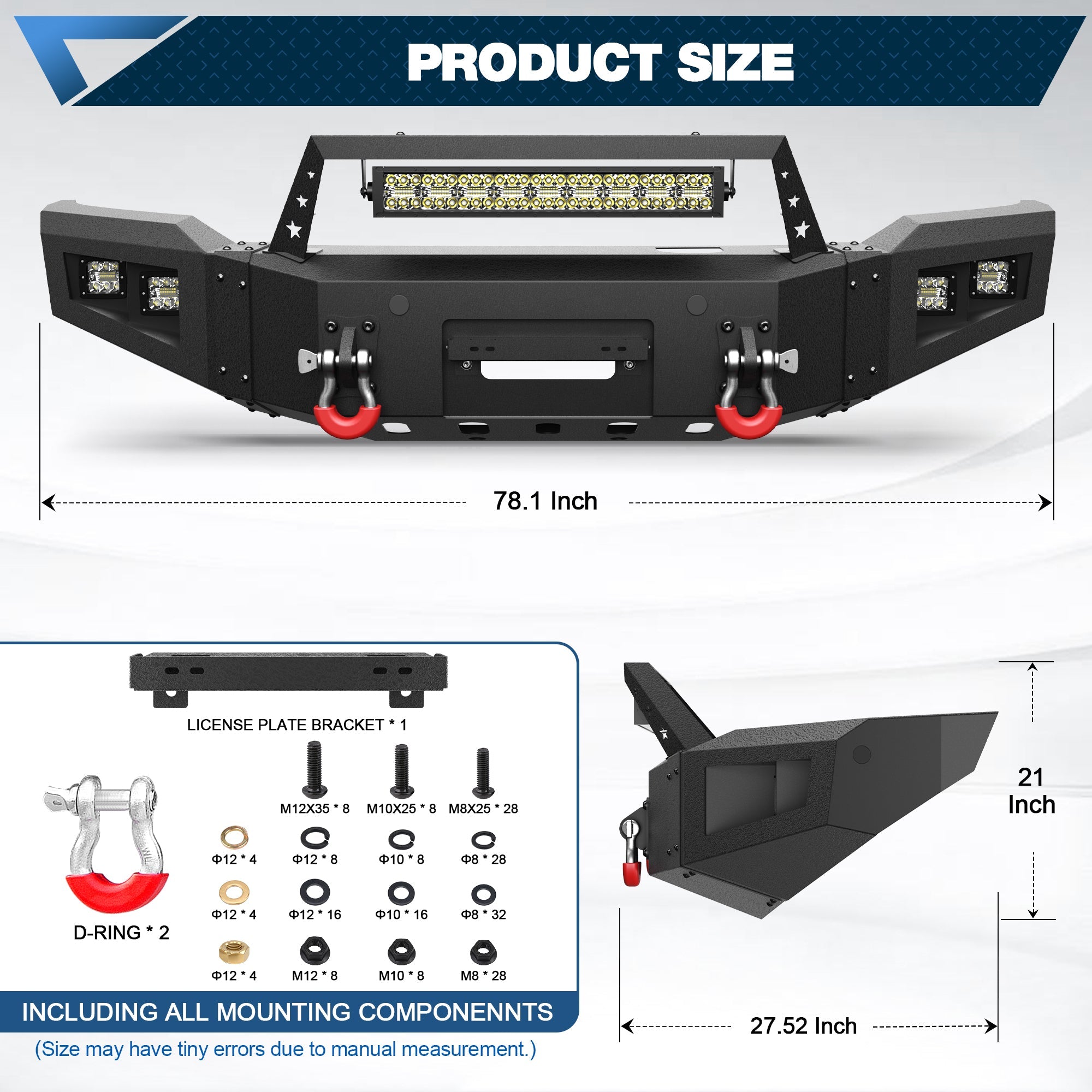 F150 Front Bumper for 2018 2019 2020 Ford F150 Pickup w/Winch Plate (Excluding Raptor) - nadiaauto