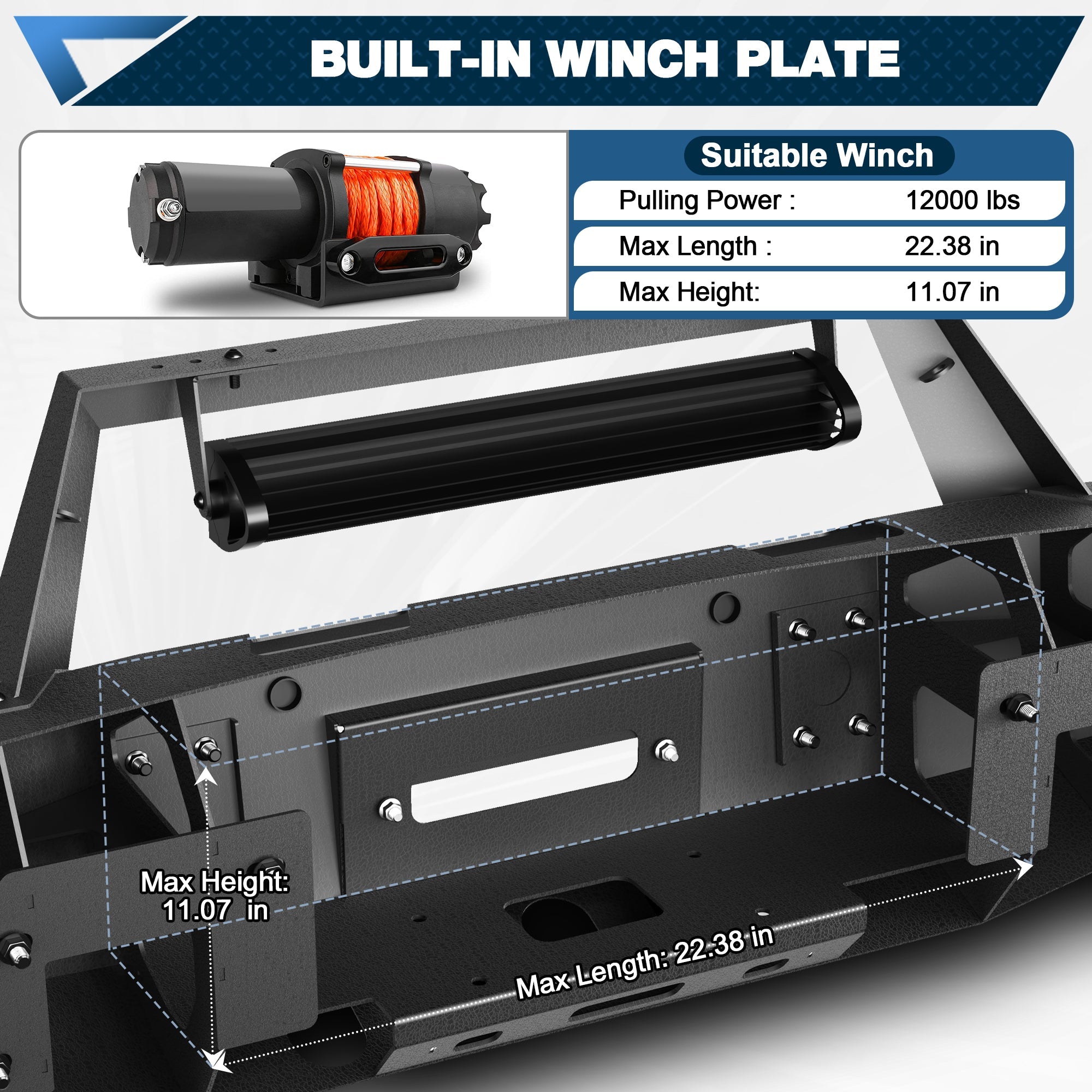 F150 Front Bumper for 2021 2022 2023 2024 Ford F150 Pickup w/Winch Plate (Excluding Lighting EV & Raptor) - nadiaauto