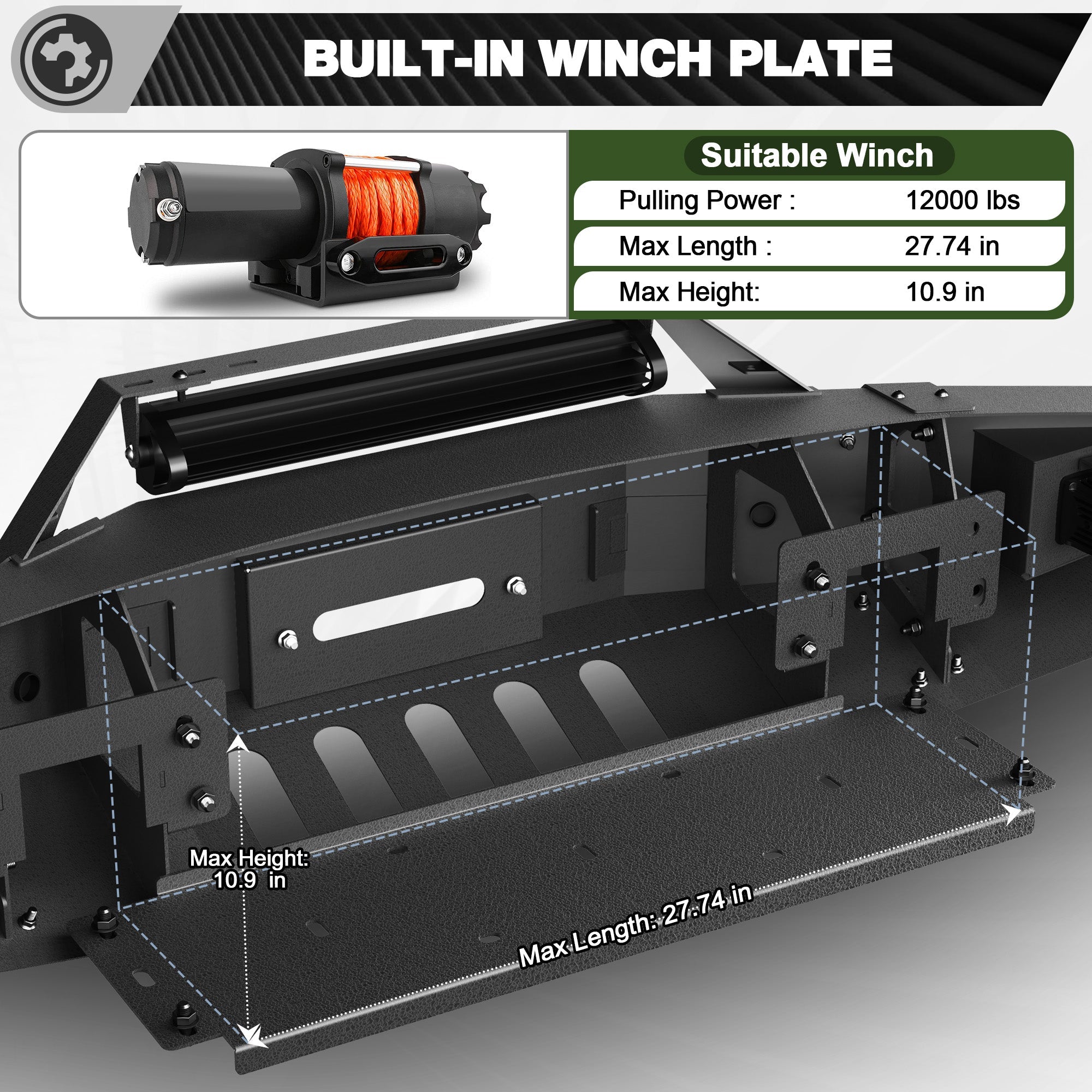 F150 Front Bumper w/Winch Plate for 2010 2011 2012 2013 2014 Ford F150 SVT Raptor - nadiaauto