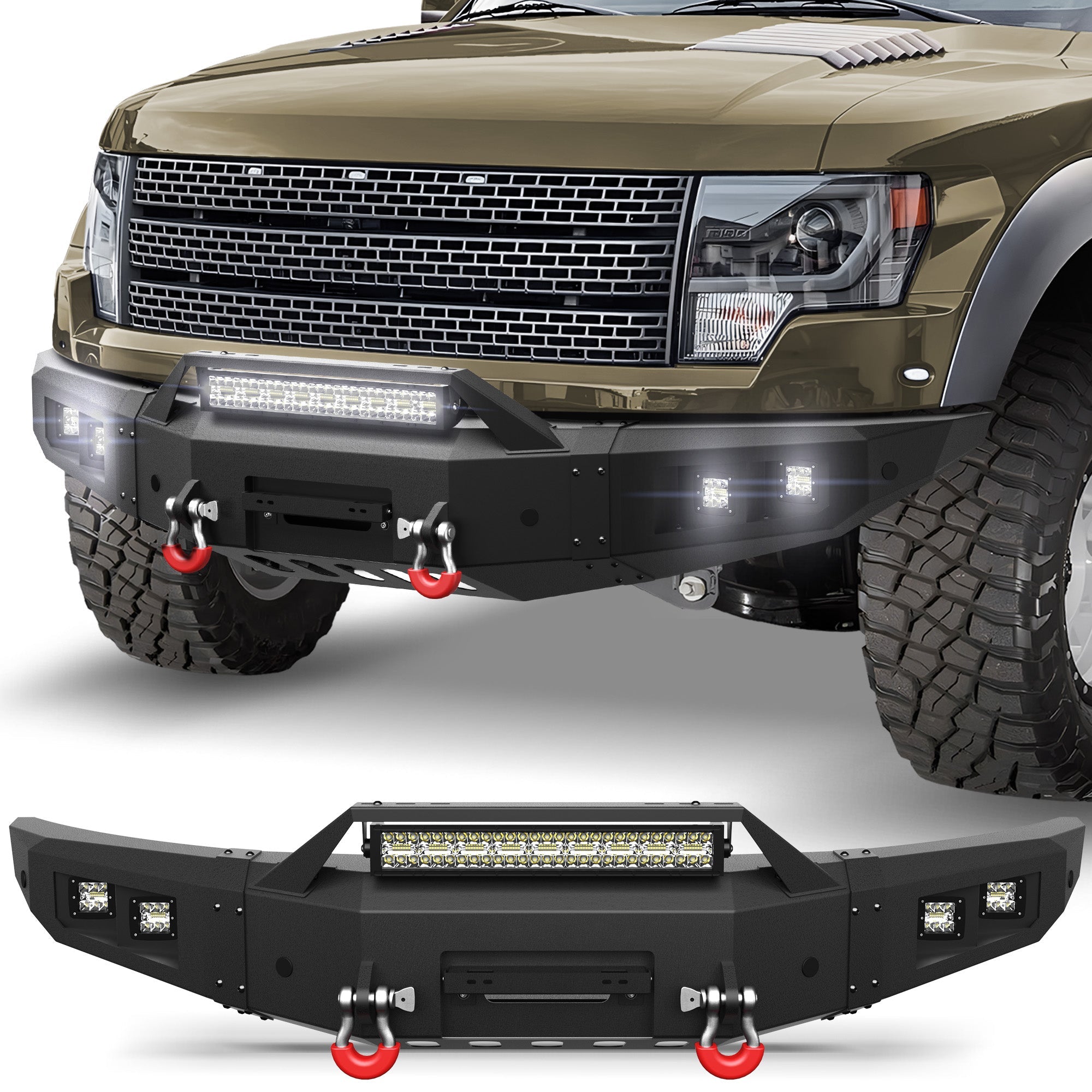 F150 Front Bumper w/Winch Plate for 2010 2011 2012 2013 2014 Ford F150 SVT Raptor - nadiaauto
