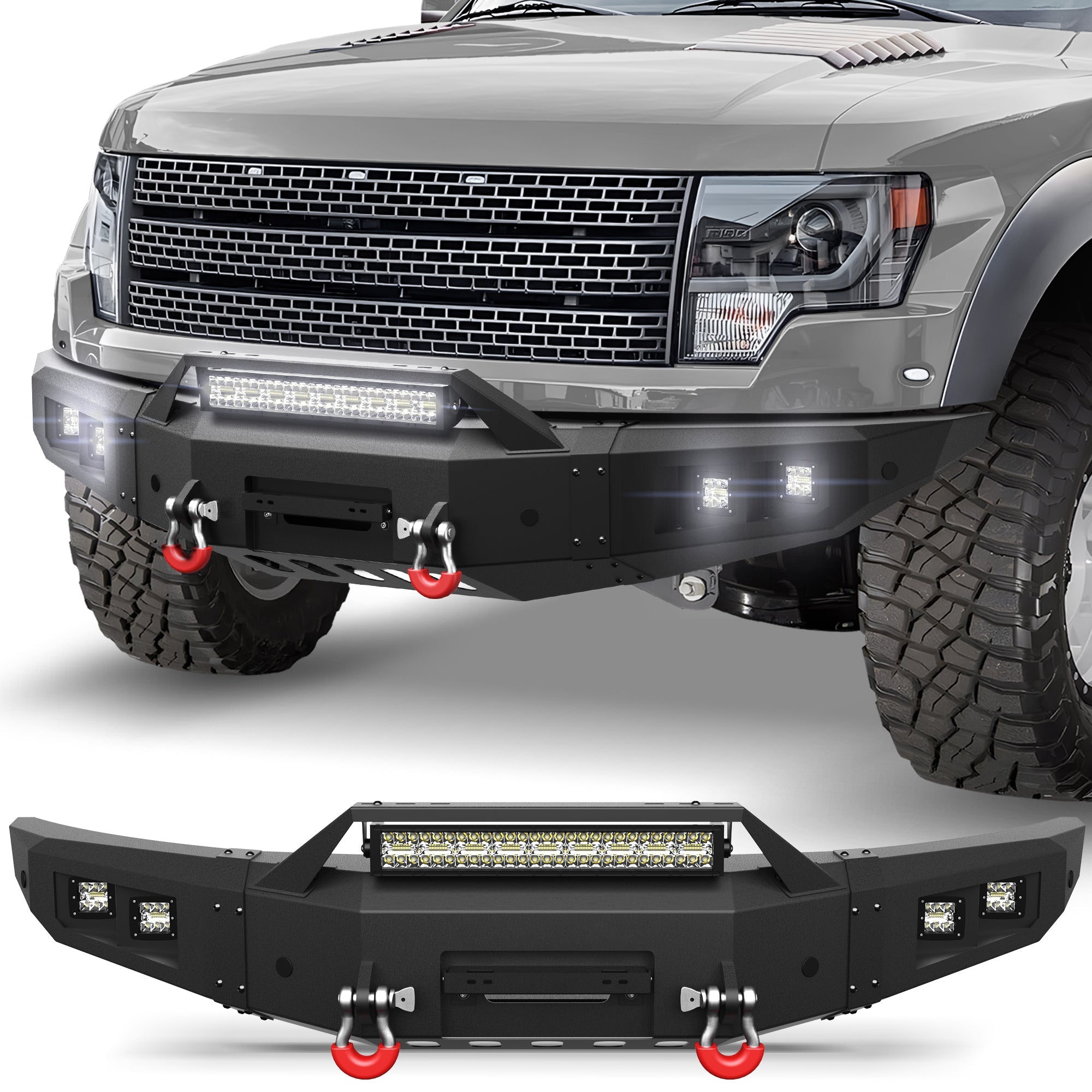 F150 Front Bumper w/Winch Plate for 2010 2011 2012 2013 2014 Ford F150 SVT Raptor - nadiaauto