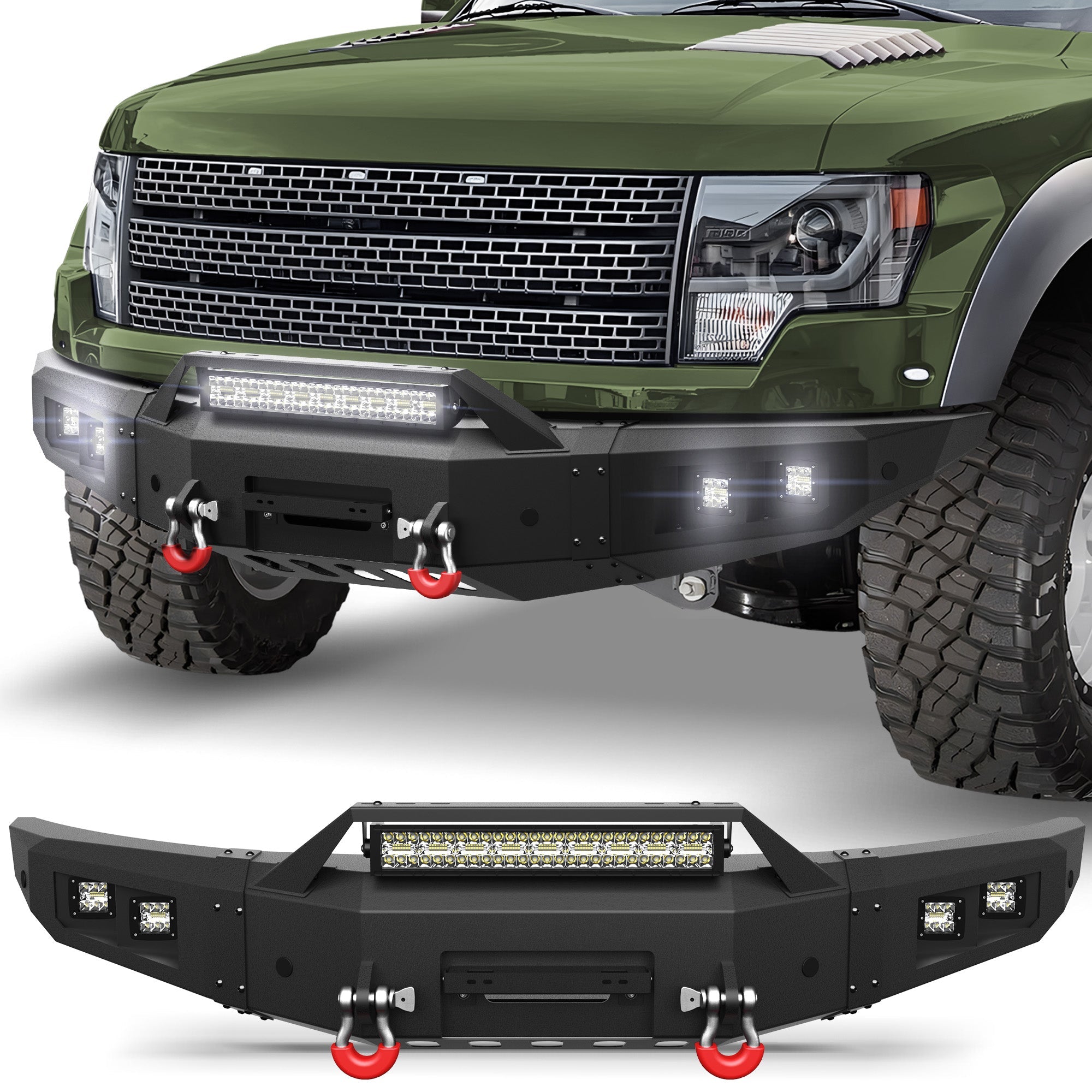 F150 Front Bumper w/Winch Plate for 2010 2011 2012 2013 2014 Ford F150 SVT Raptor - nadiaauto