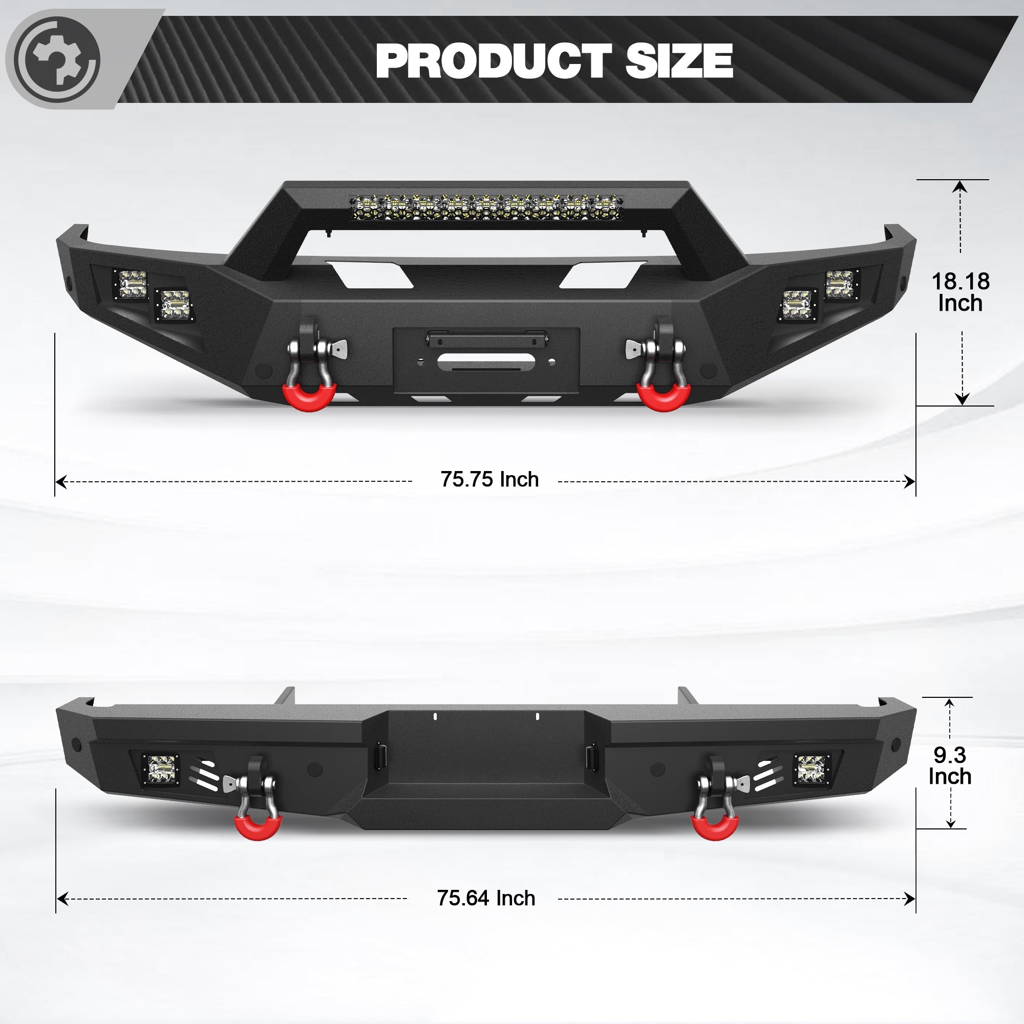 F150 Front Rear Bumper Set for 1992-1997 Ford F150 F250 F350 - nadiaauto