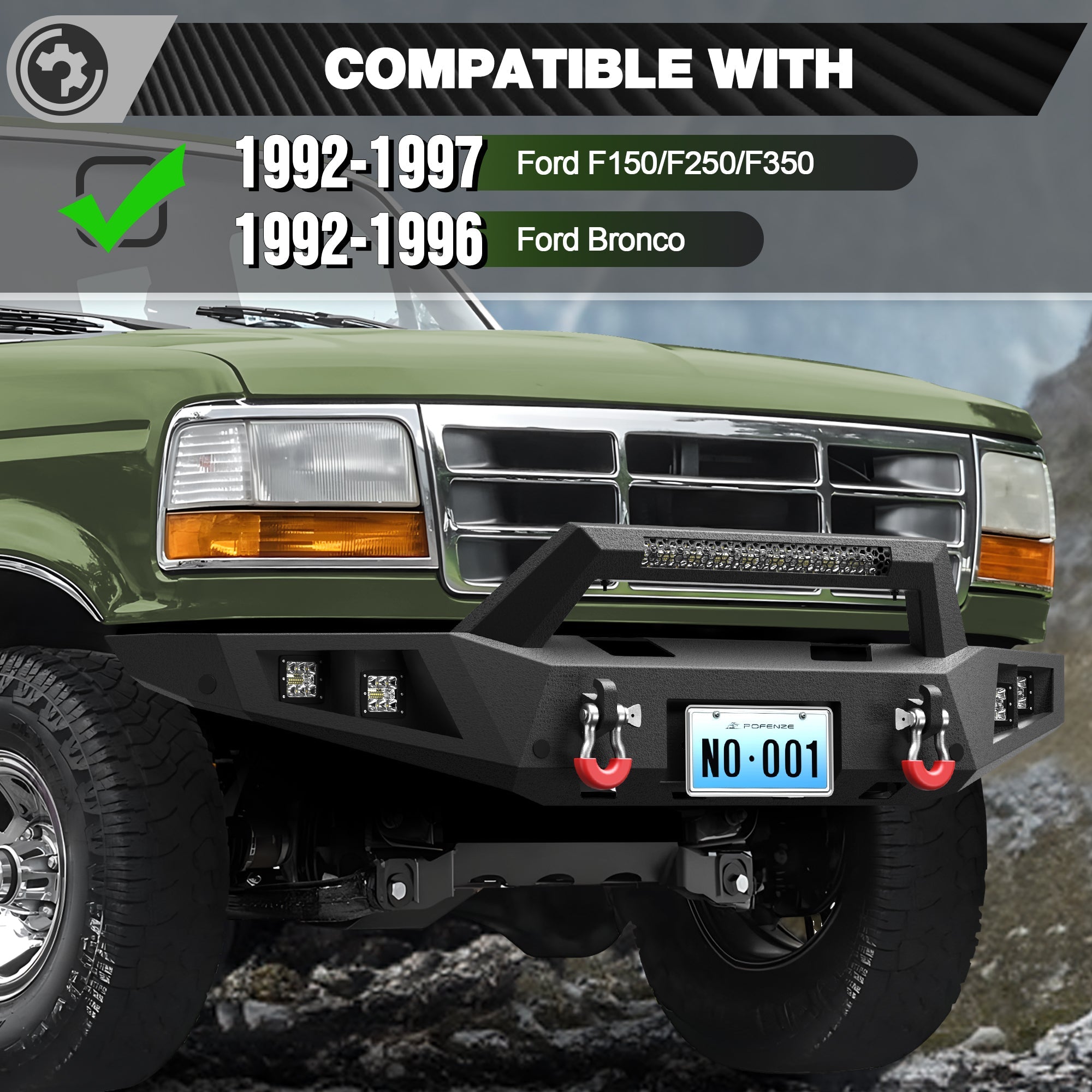 F150 Front Rear Bumper Set for 1992-1997 Ford F150 F250 F350 - nadiaauto