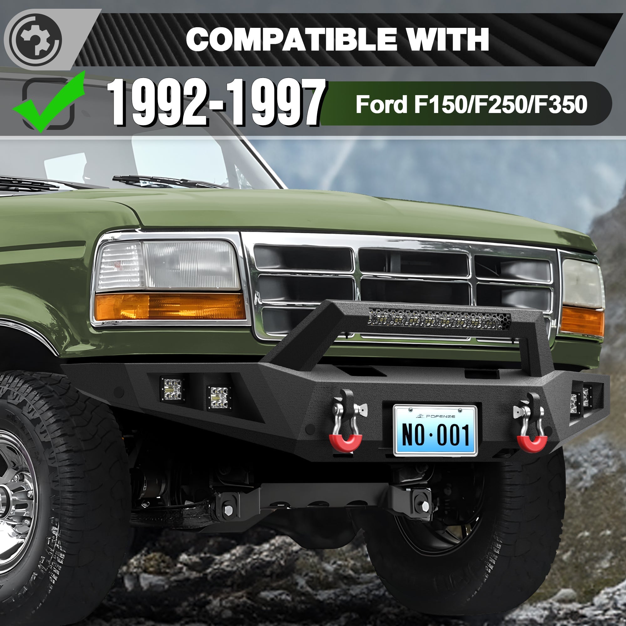 F150 Front Rear Bumper Set for 1992-1997 Ford F150 F250 F350 - nadiaauto