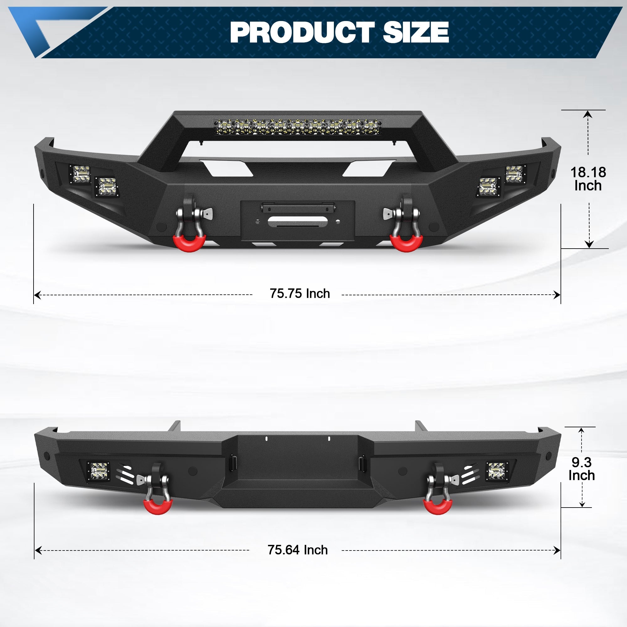 F150 Front Rear Bumper Set for 1992 - 1997 Ford F150 F250 F350 - nadiaauto