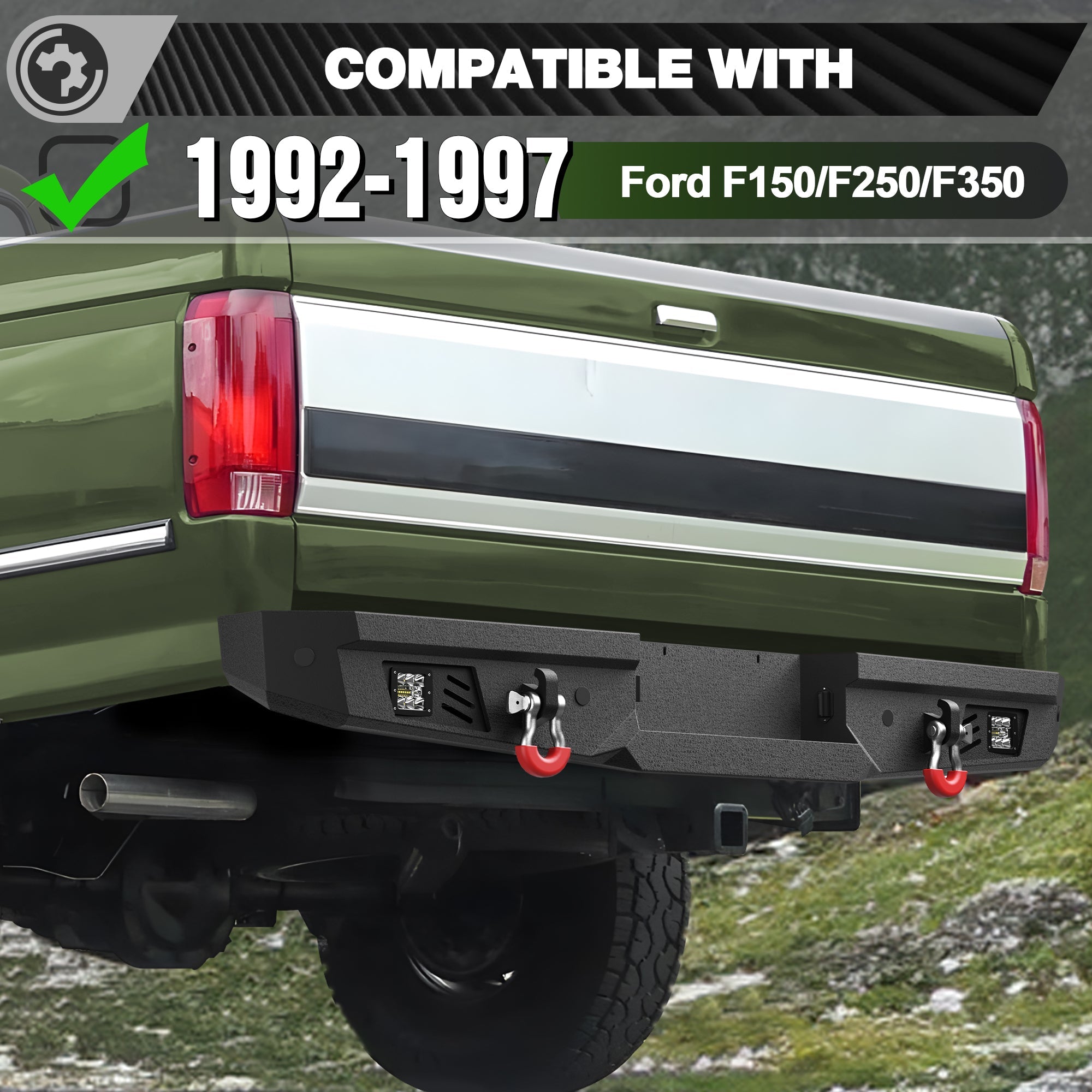 F150 Front Rear Bumper Set for 1992-1997 Ford F150 F250 F350 - nadiaauto