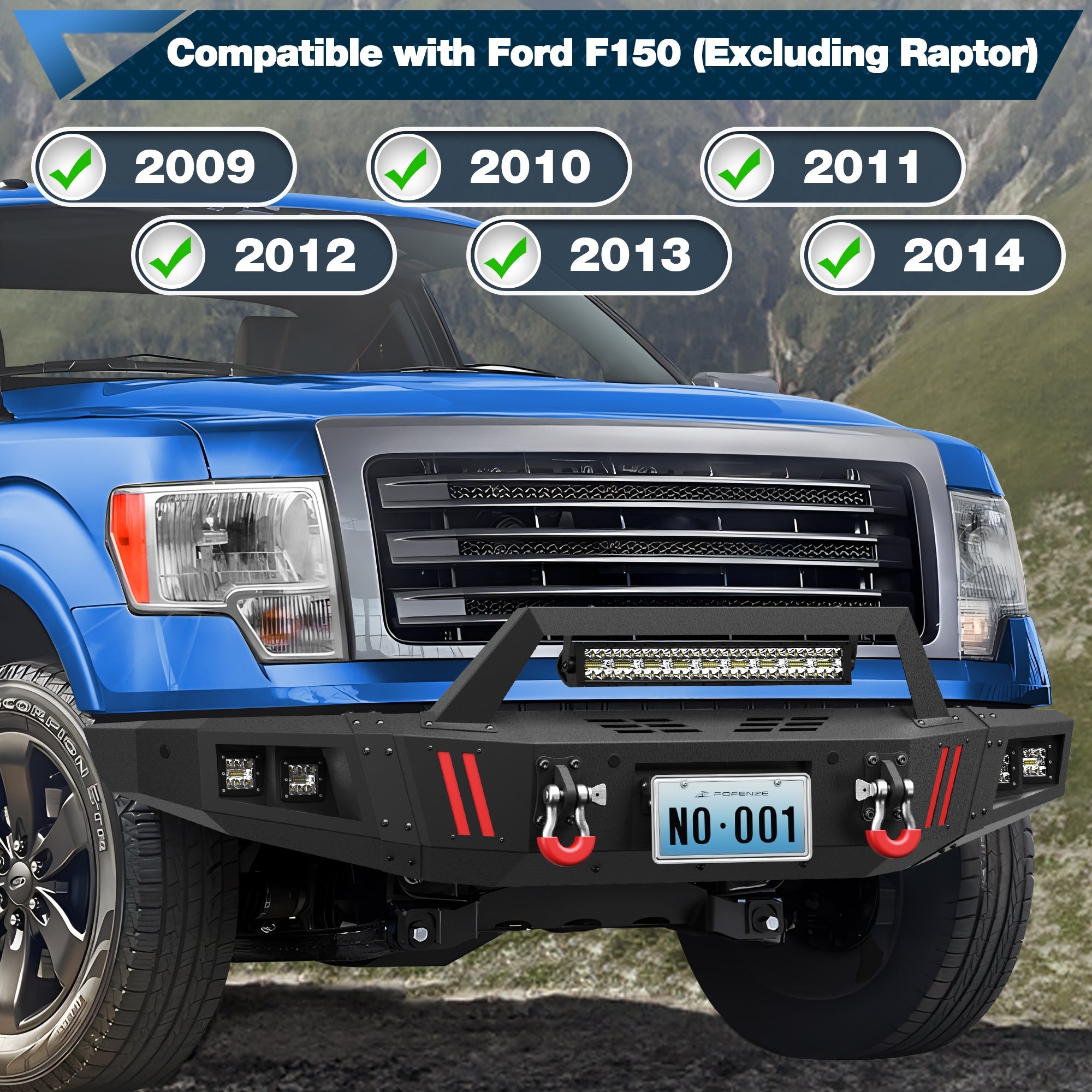 F150 Full Width Front Bumper with Winch Plate for 2009 - 2014 Ford F - 150 (Excluding Raptor) - nadiaauto