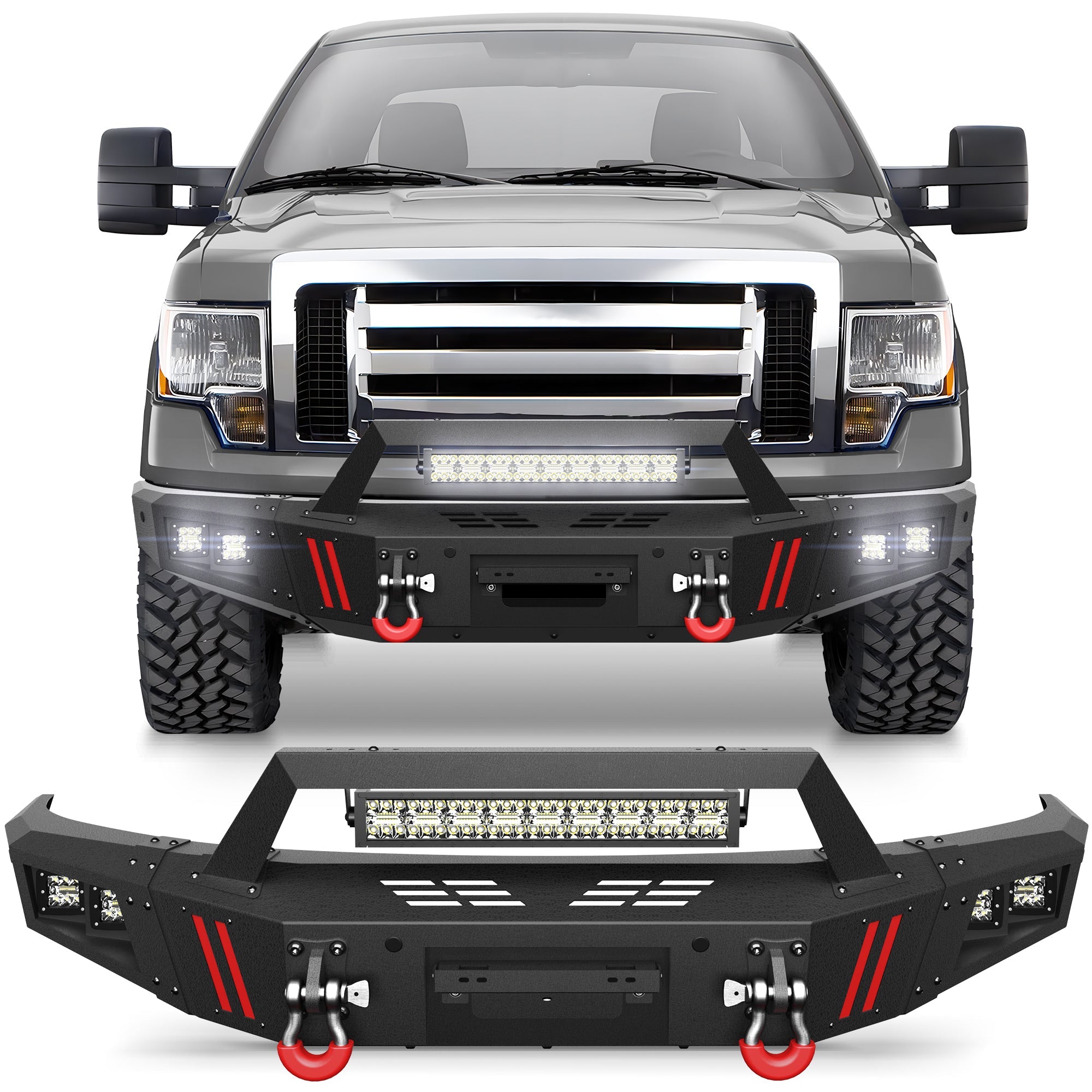 F150 Full Width Front Bumper with Winch Plate for 2009 - 2014 Ford F - 150 (Excluding Raptor) - nadiaauto