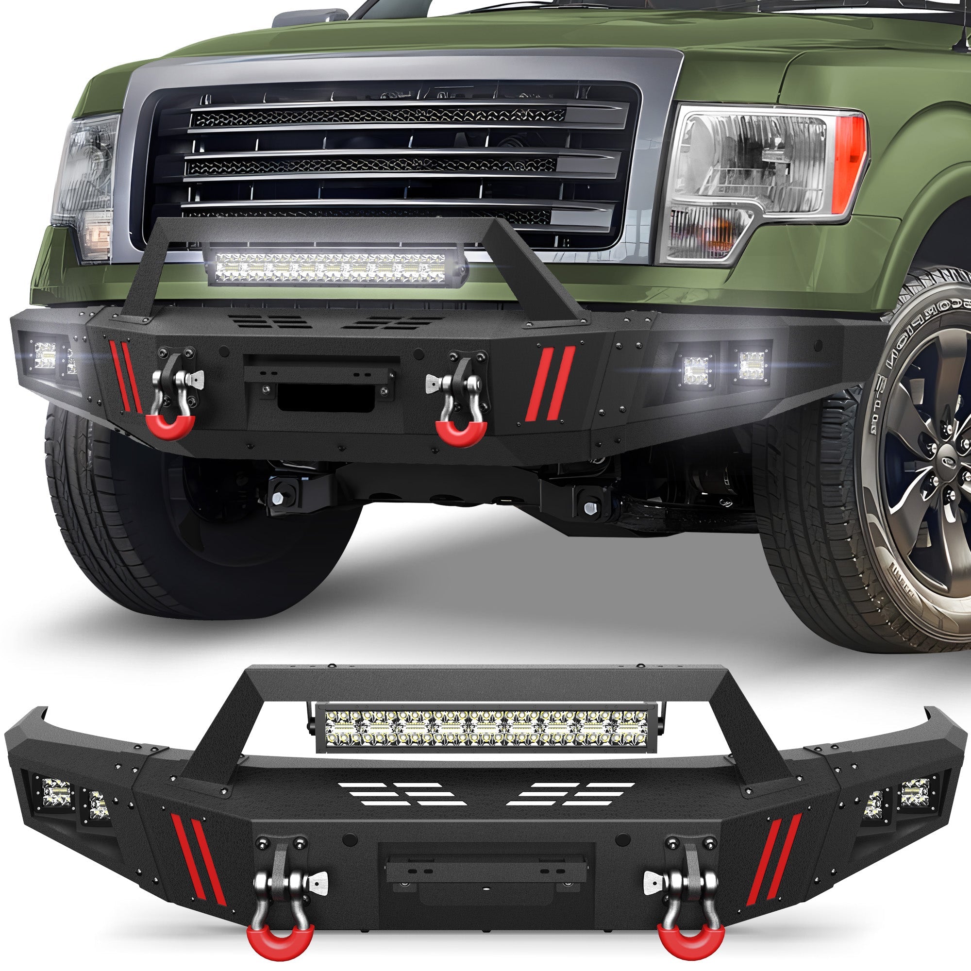 F150 Full Width Front Bumper with Winch Plate for 2009-2014 Ford F-150 (Excluding Raptor) - nadiaauto