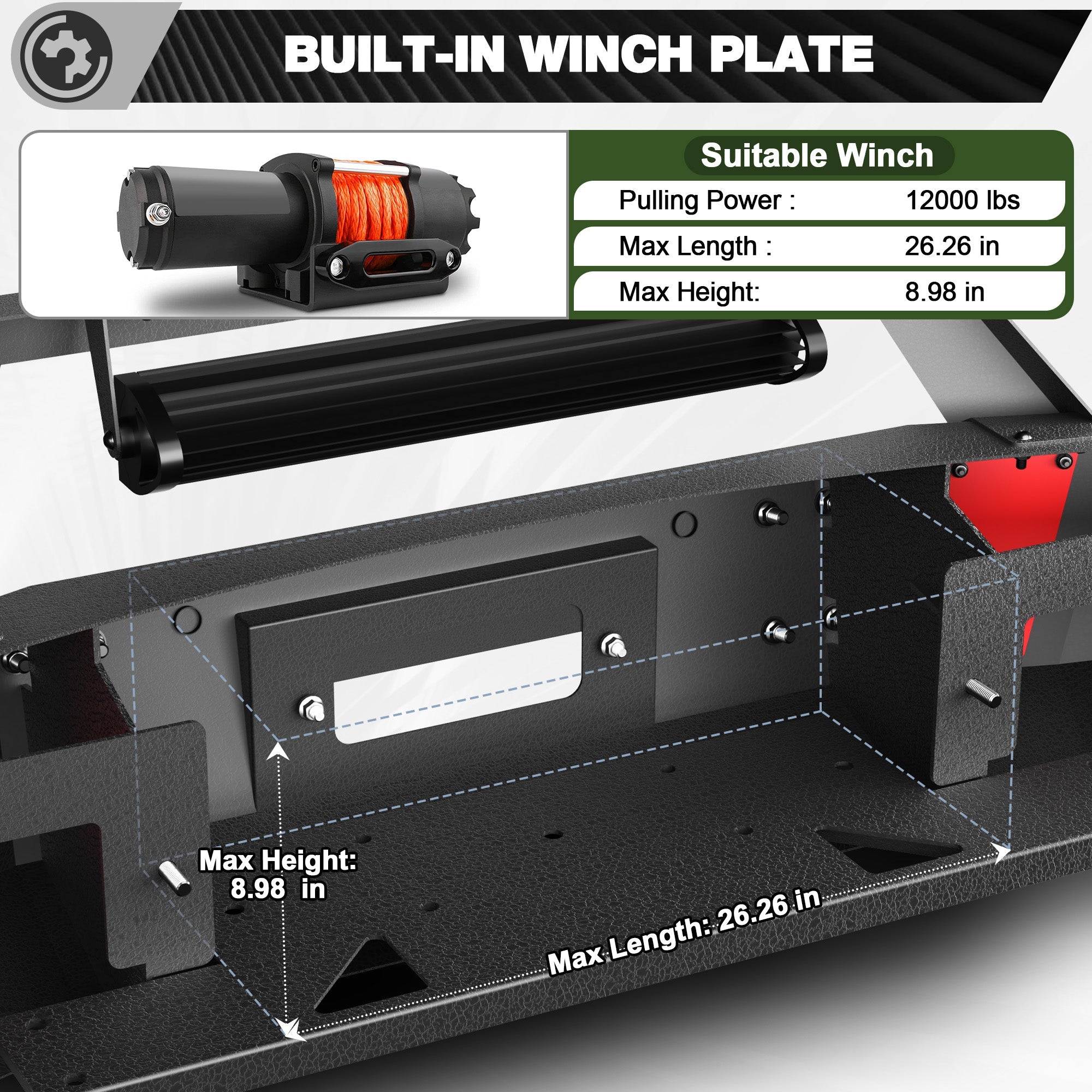 F150 Full Width Front Bumper with Winch Plate for 2009-2014 Ford F-150 (Excluding Raptor) - nadiaauto