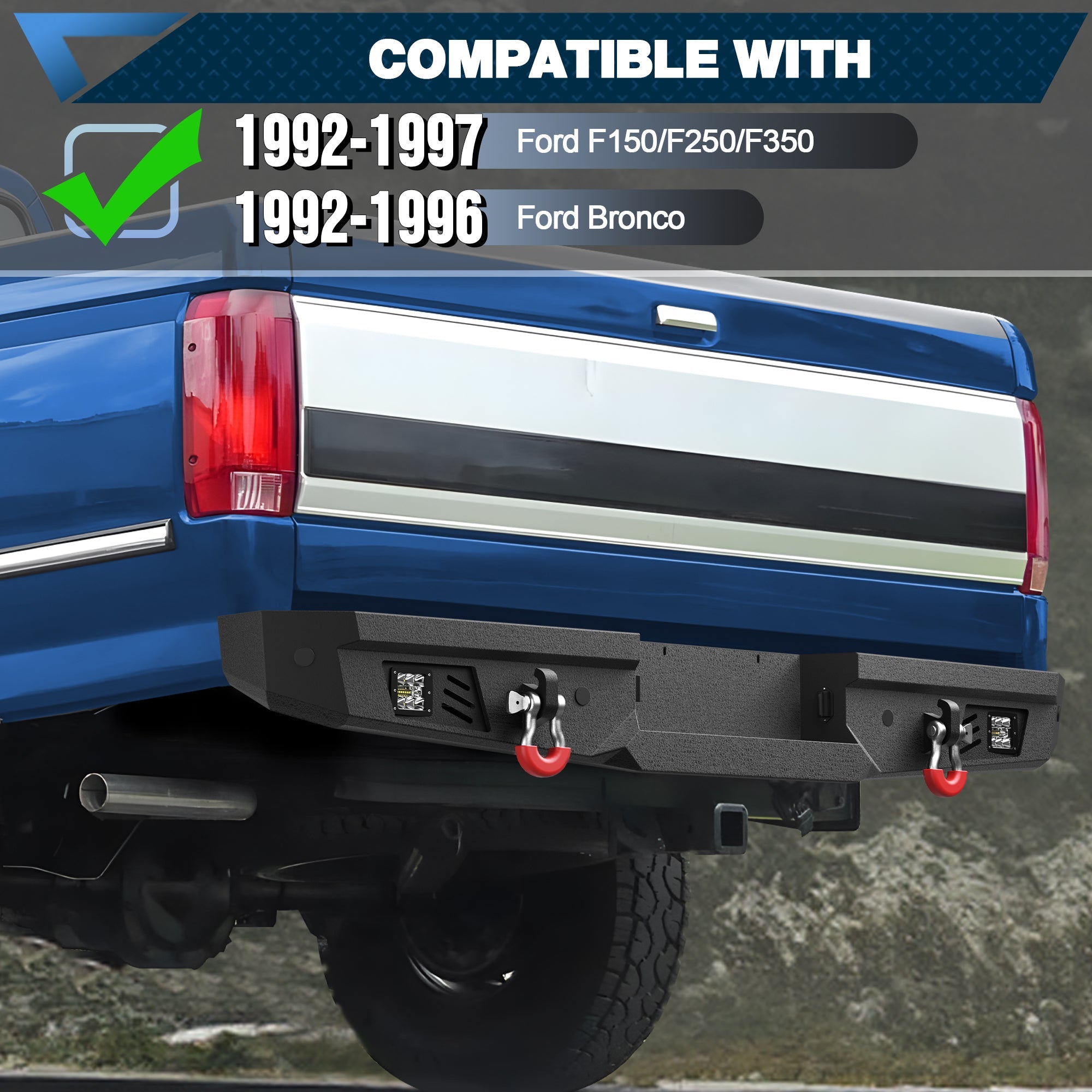 F150 Rear Back Bumper for 1992 1993 1994 1995 1996 1997 Ford F - 150 - nadiaauto