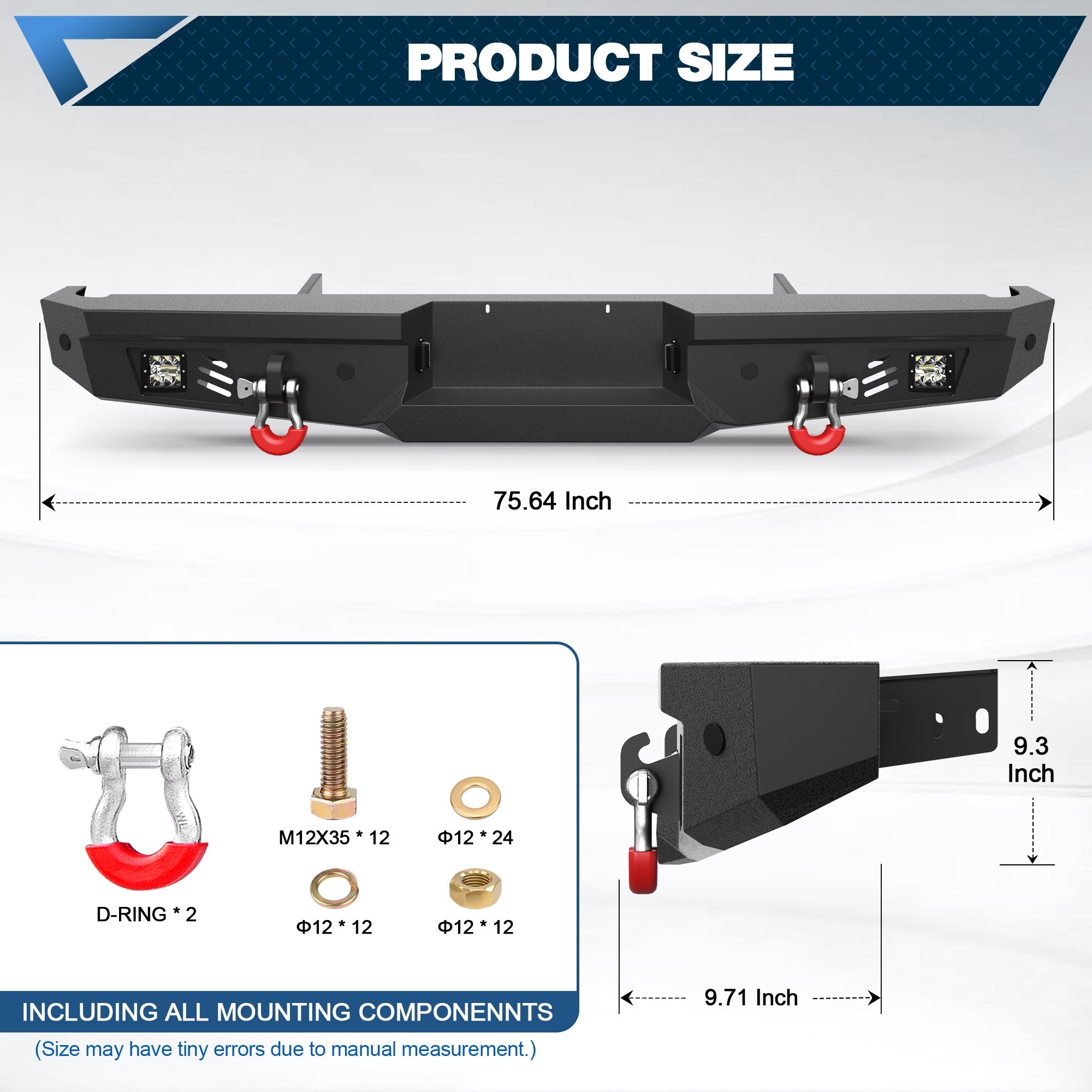 F150 Rear Back Bumper for 1992 1993 1994 1995 1996 1997 Ford F - 150 - nadiaauto