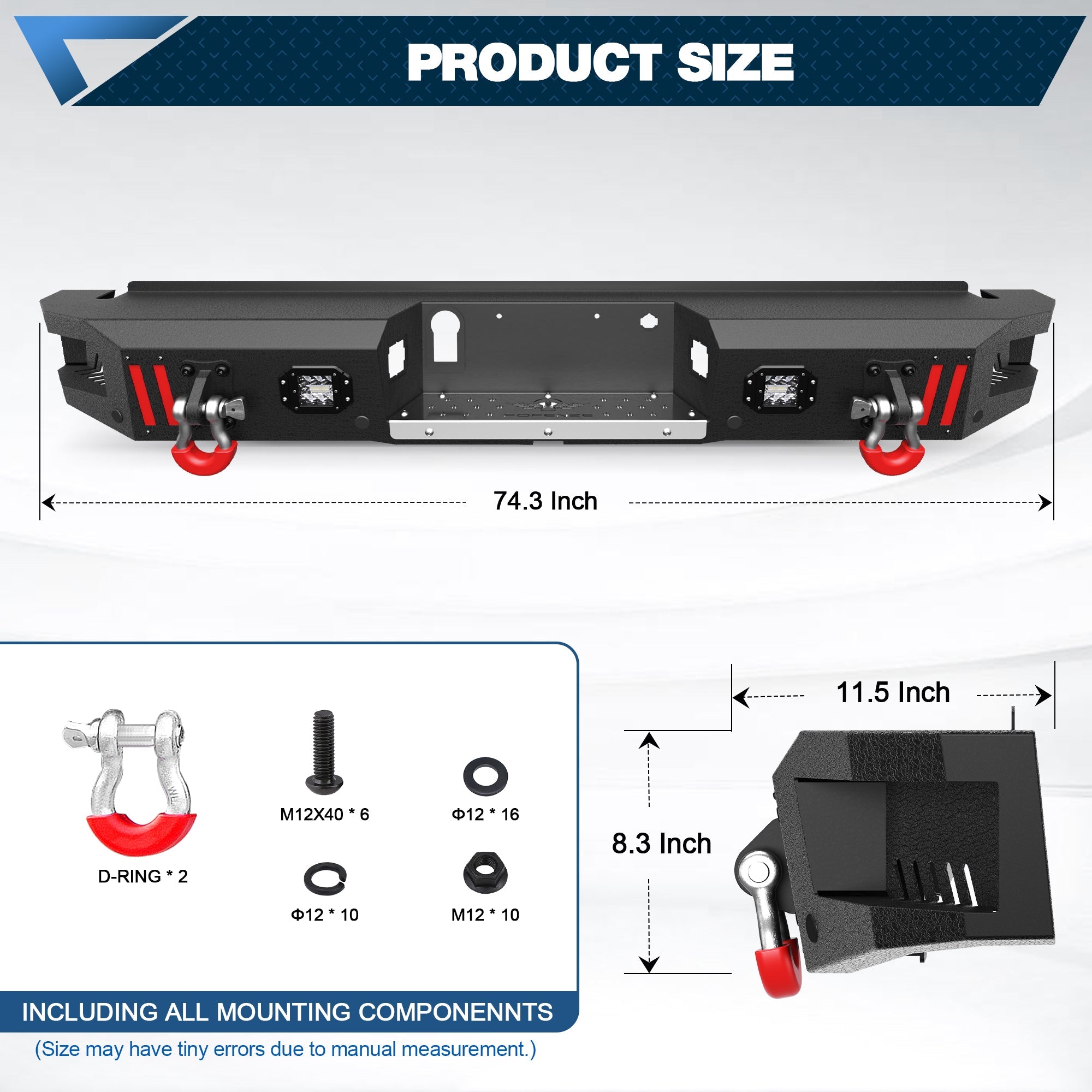 F150 Rear Back Bumper for 2015 - 2025 Ford F - 150 Truck Steel Rear Bumper (Not Fit Raptor & Ecoboost) - nadiaauto