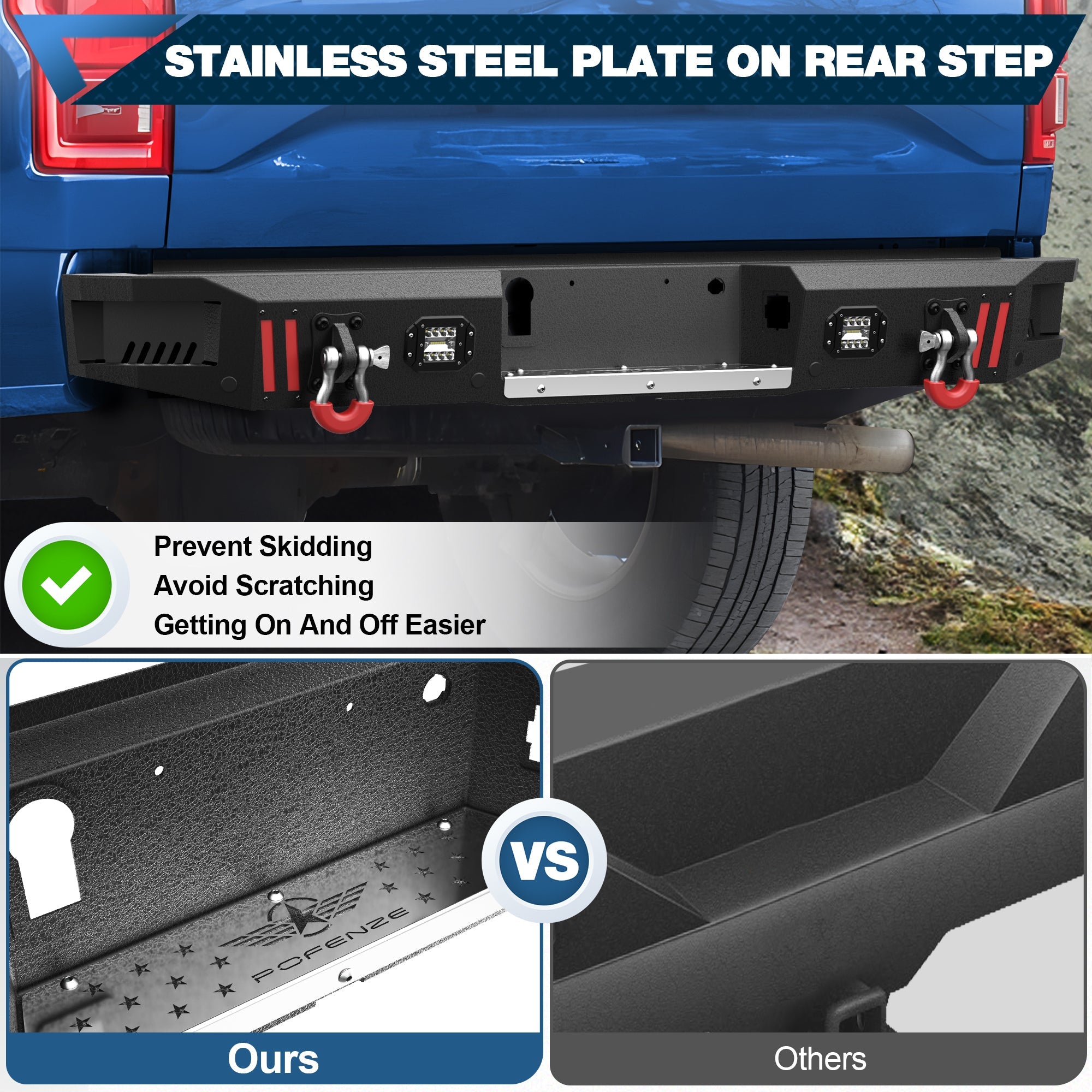 F150 Rear Back Bumper for 2015 - 2025 Ford F - 150 Truck Steel Rear Bumper (Not Fit Raptor & Ecoboost) - nadiaauto