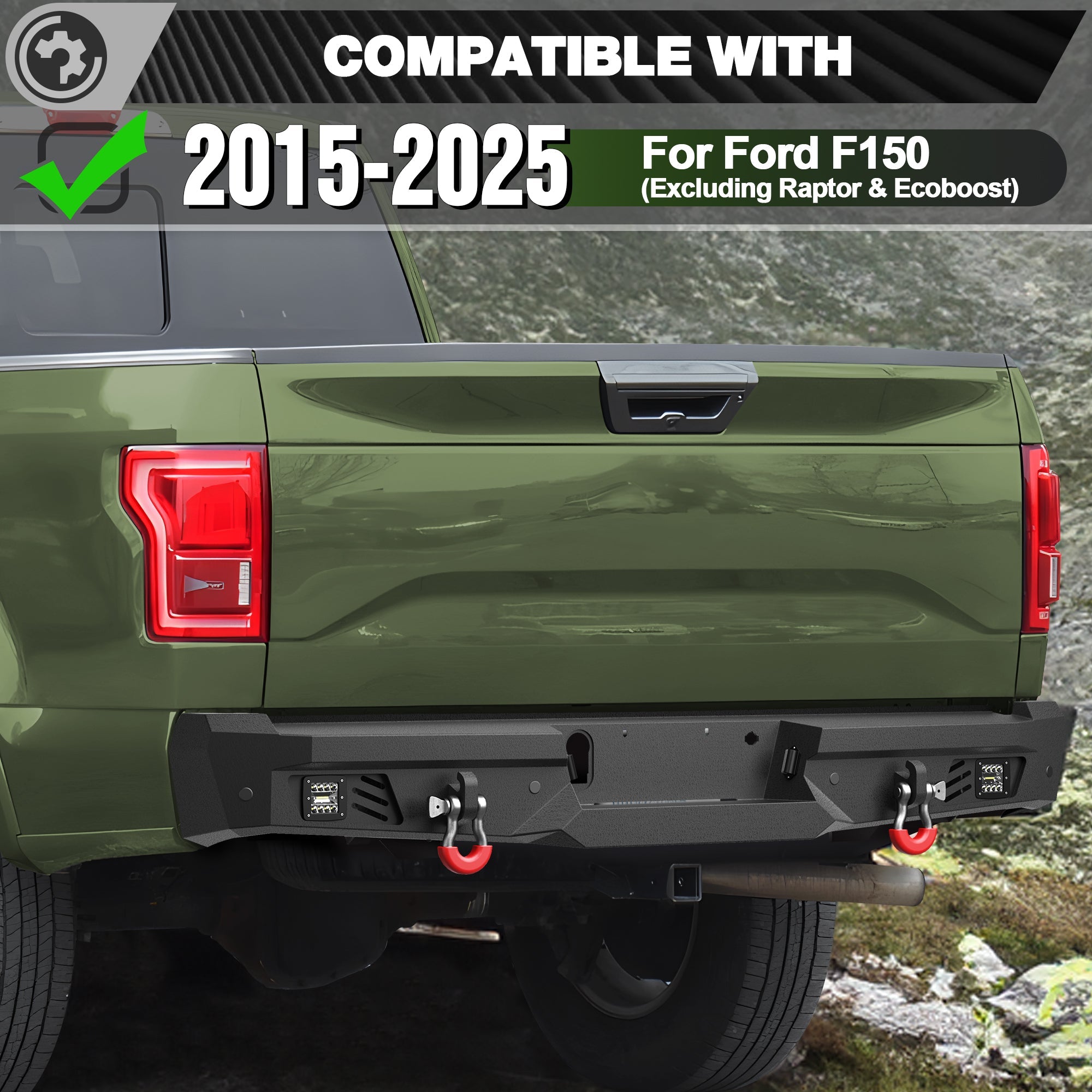 F150 Rear Bumper for 2015-2025 Ford F150 Pickup (Excluding Raptor & Ecoboost) - nadiaauto