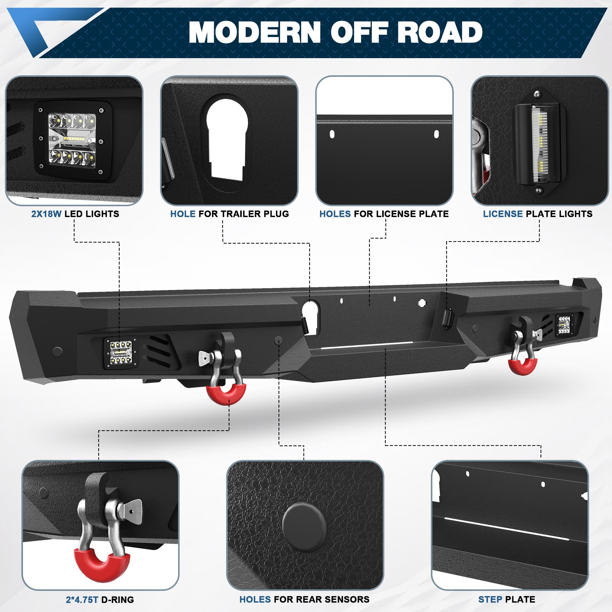 F150 Rear Bumper for 2015 - 2025 Ford F150 Pickup (Excluding Raptor & Ecoboost) - nadiaauto
