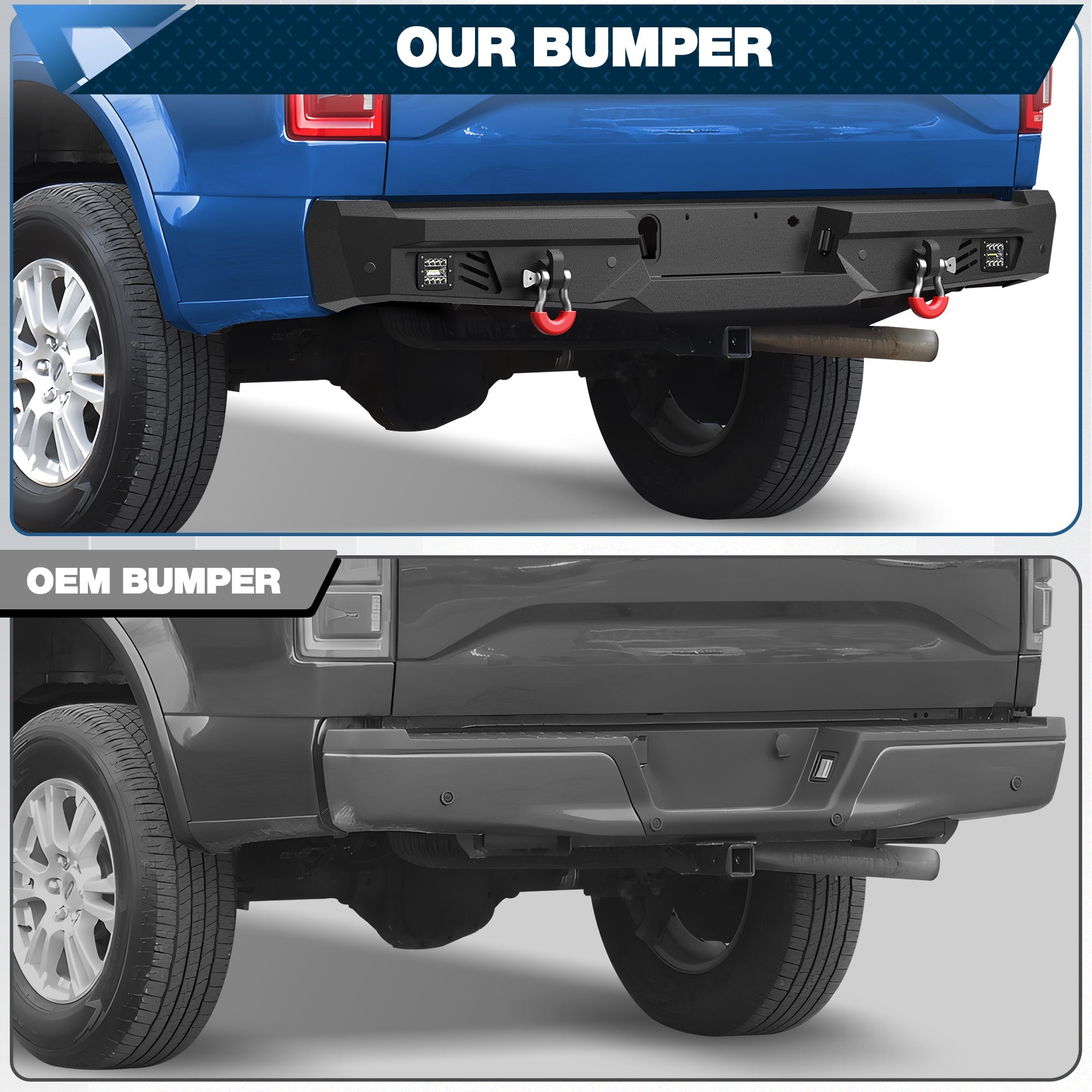 F150 Rear Bumper for 2015 - 2025 Ford F150 Pickup (Excluding Raptor & Ecoboost) - nadiaauto