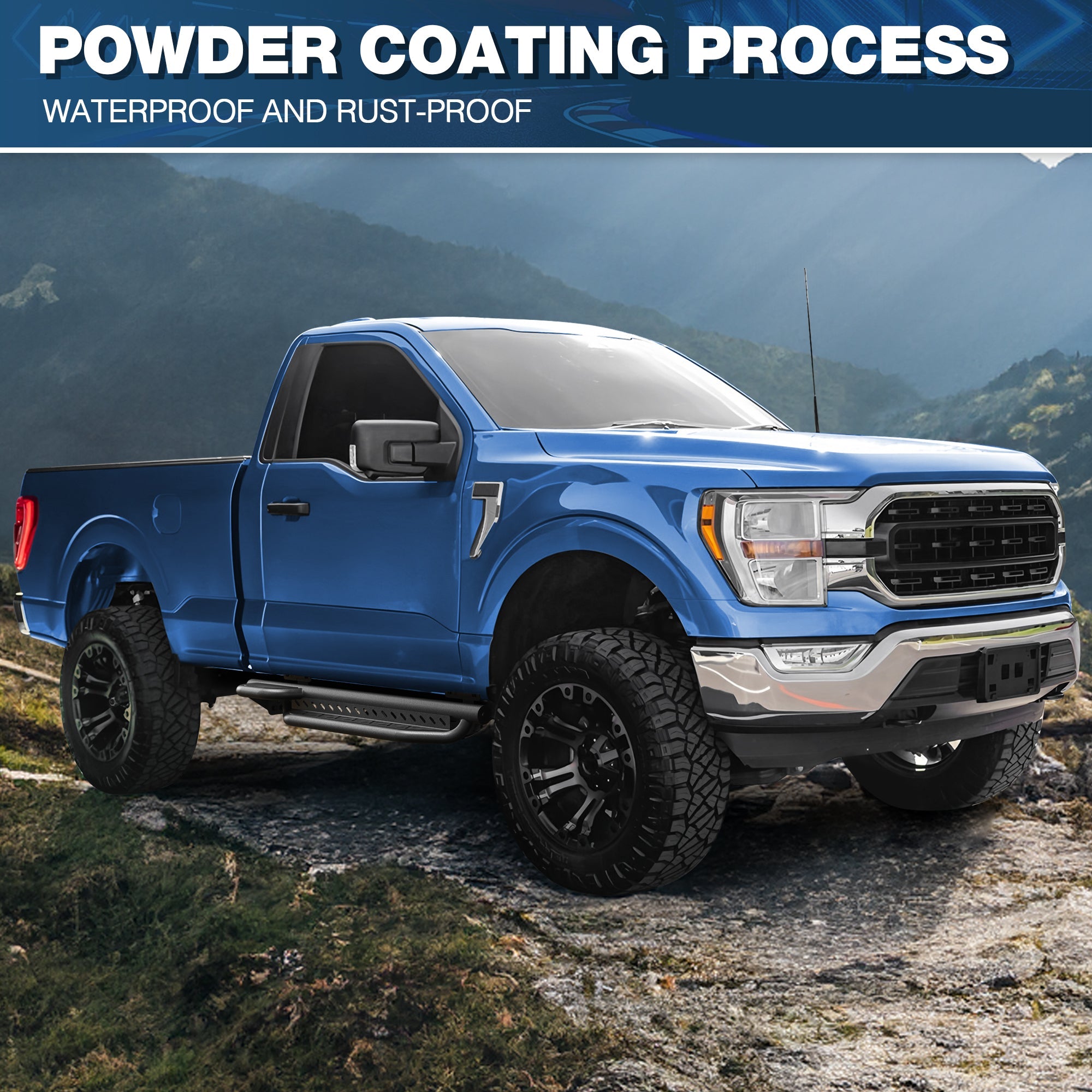 F150 Running Boards Side Steps Compatible for 2015 - 2025 Ford F150 and 2017 - 2025 Ford F250/350 - nadiaauto