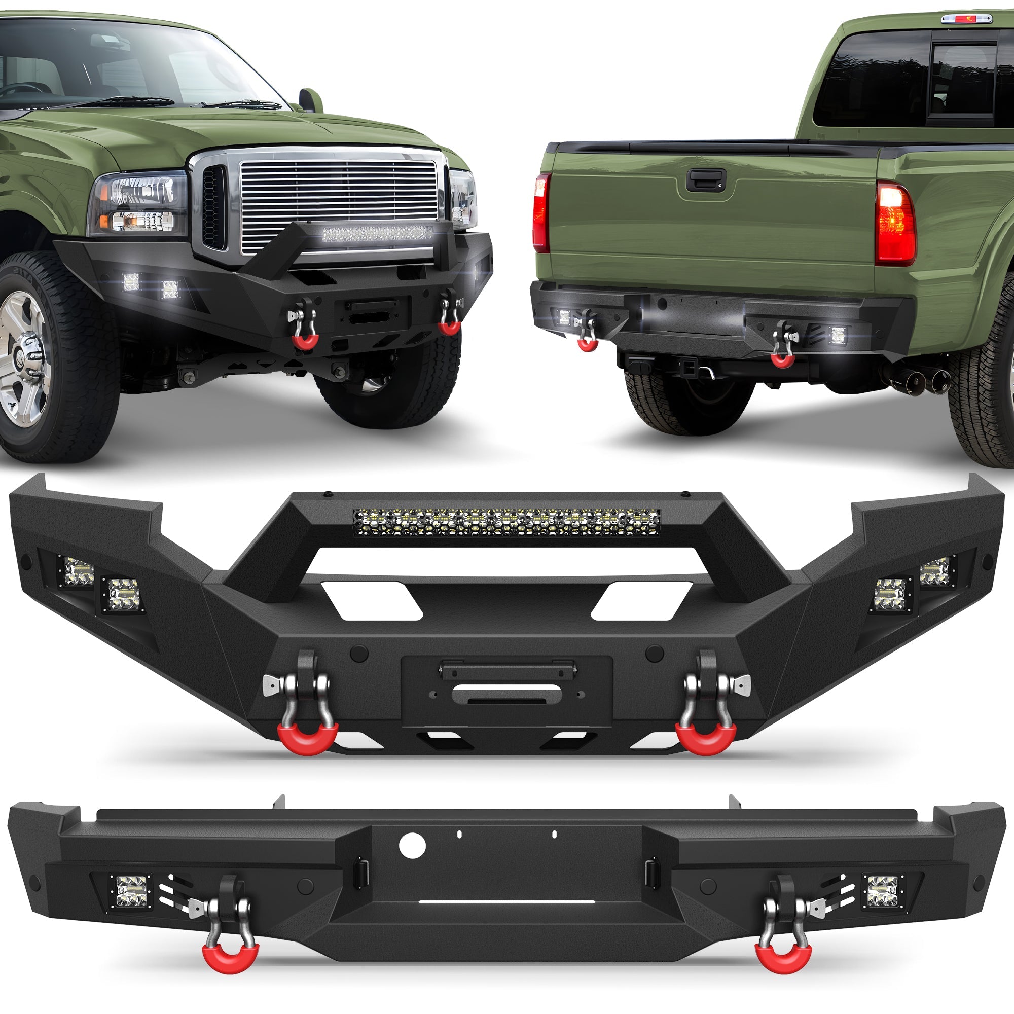 F250 Front and Rear Bumper Set for 2005 2006 2007 Ford F250/F350/F450 Pickup - nadiaauto