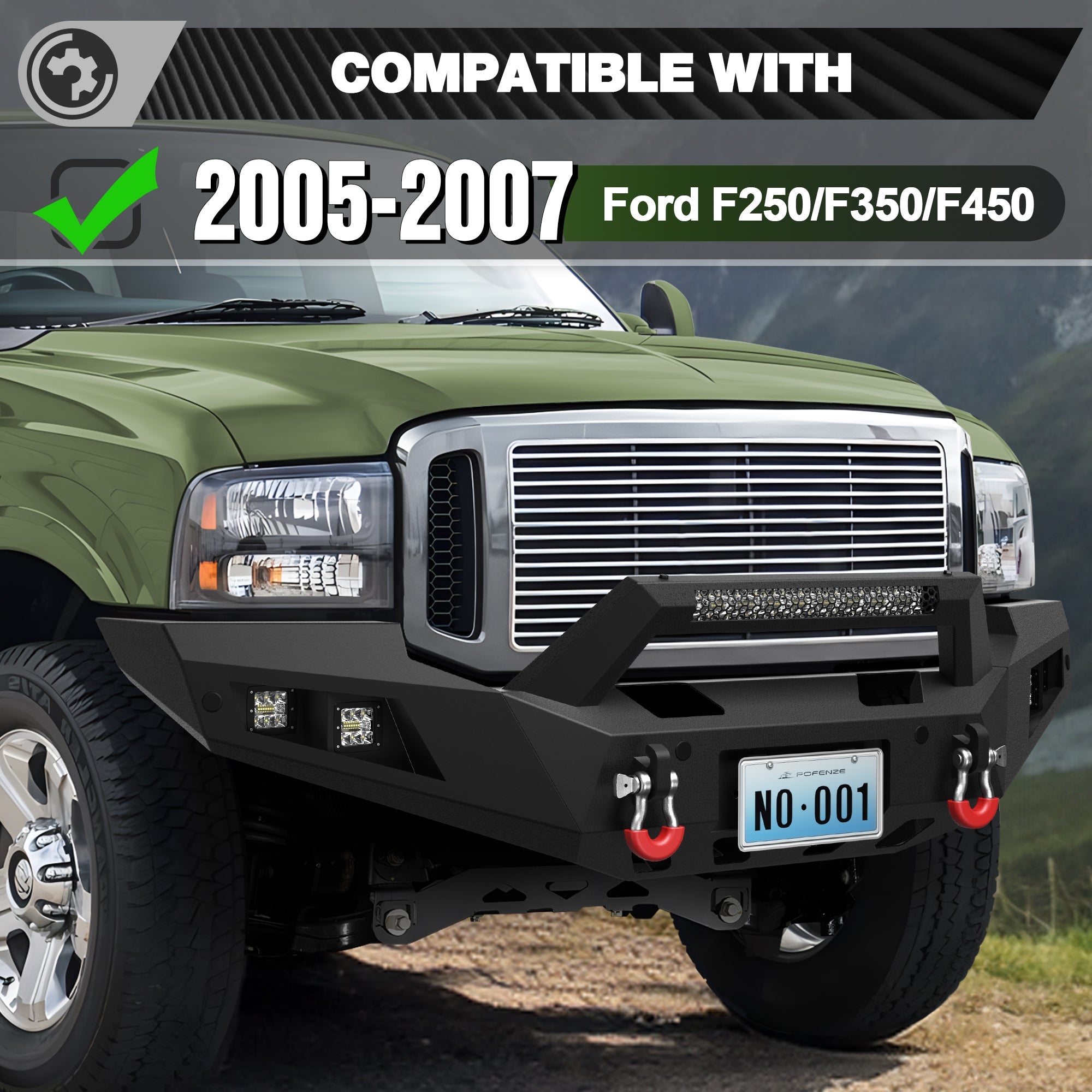 F250 Front and Rear Bumper Set for 2005 2006 2007 Ford F250/F350/F450 Pickup - nadiaauto