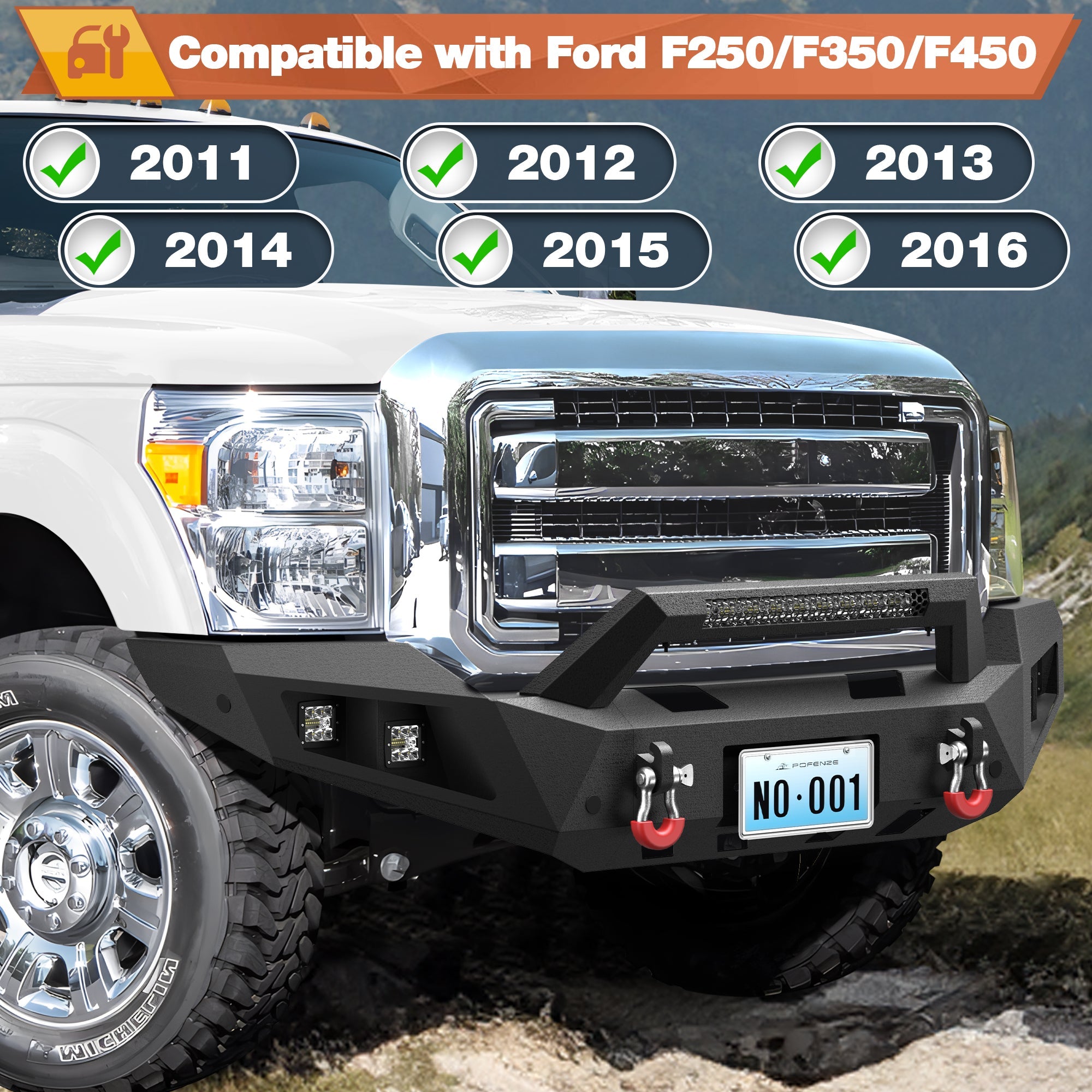 F250 Front and Rear Bumper Set for 2011 - 2016 Ford F250/F350/F450 Truck - nadiaauto