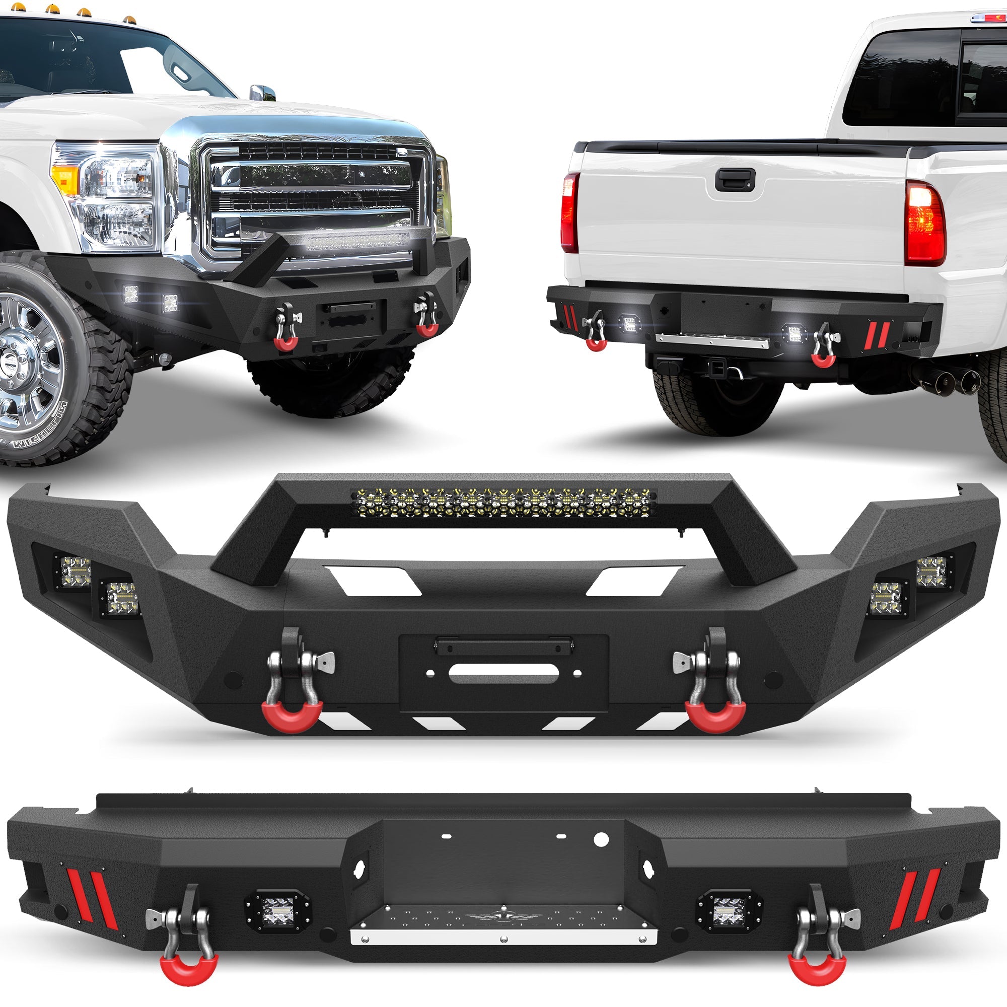 F250 Front and Rear Bumper Set for 2011 - 2016 Ford F250/F350/F450 Truck - nadiaauto