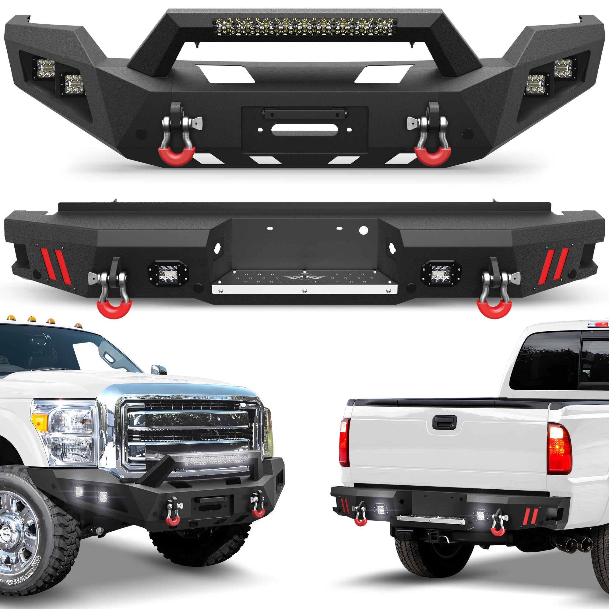 F250 Front and Rear Bumper Set for 2011 - 2016 Ford F250/F350/F450 Truck - nadiaauto