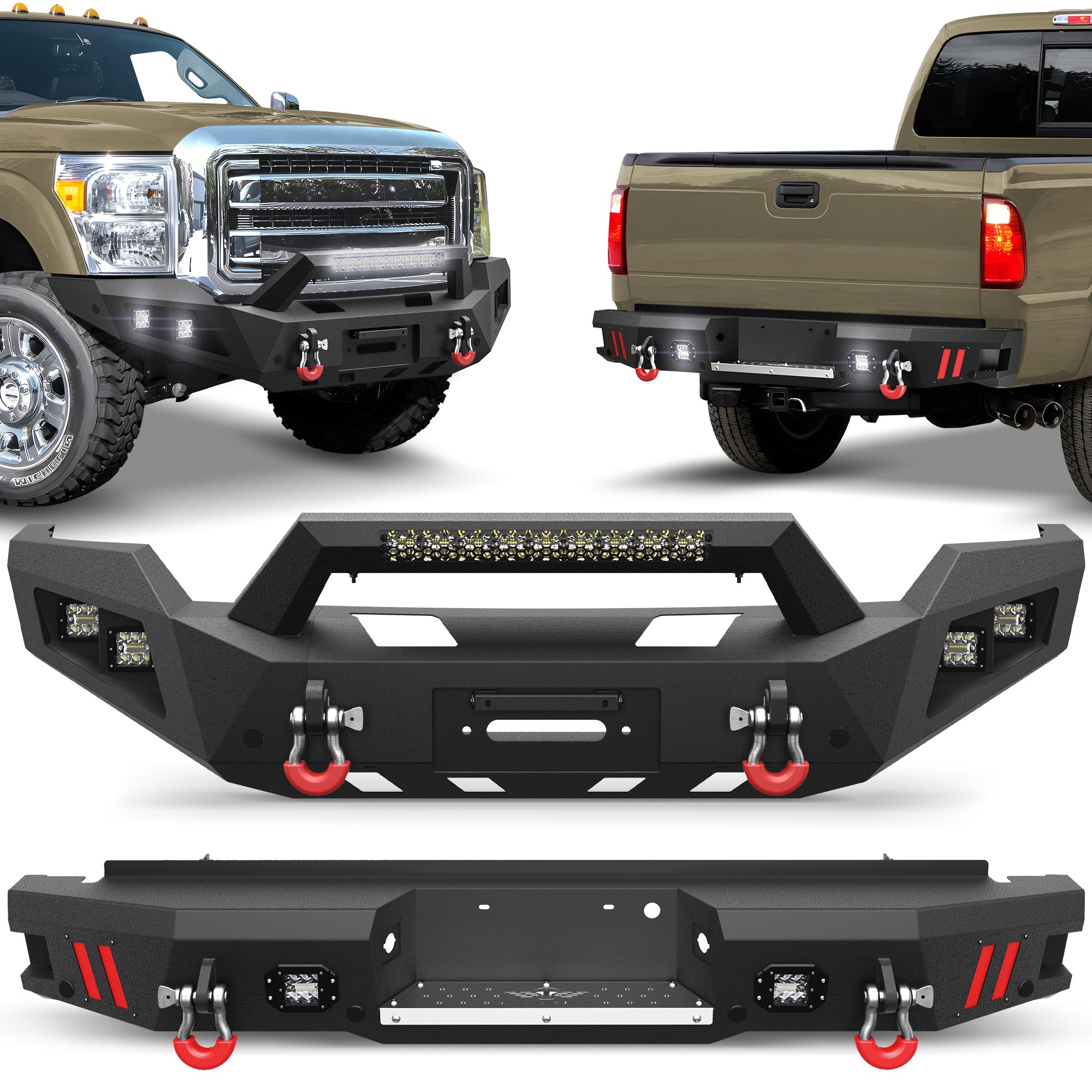 F250 Front and Rear Bumper Set for 2011-2016 Ford F250/F350/F450 Truck - nadiaauto