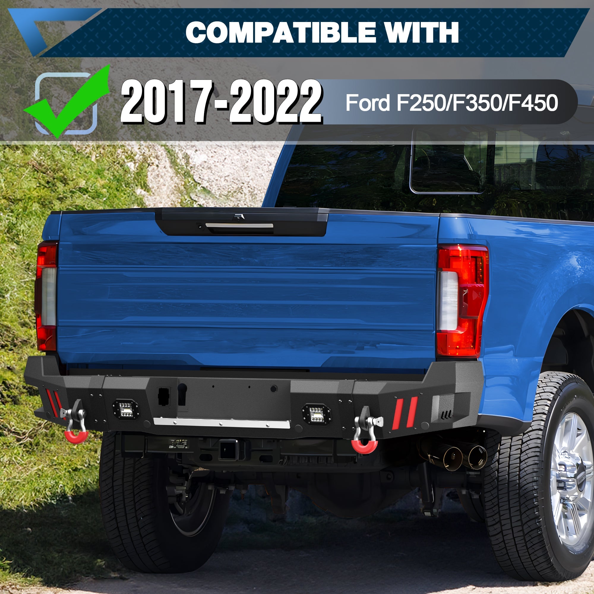 F250 Front and Rear Bumper Set for 2017 2018 2019 2020 2021 2022 Ford F250/F350/F450 Pickup with Winch Plate - nadiaauto