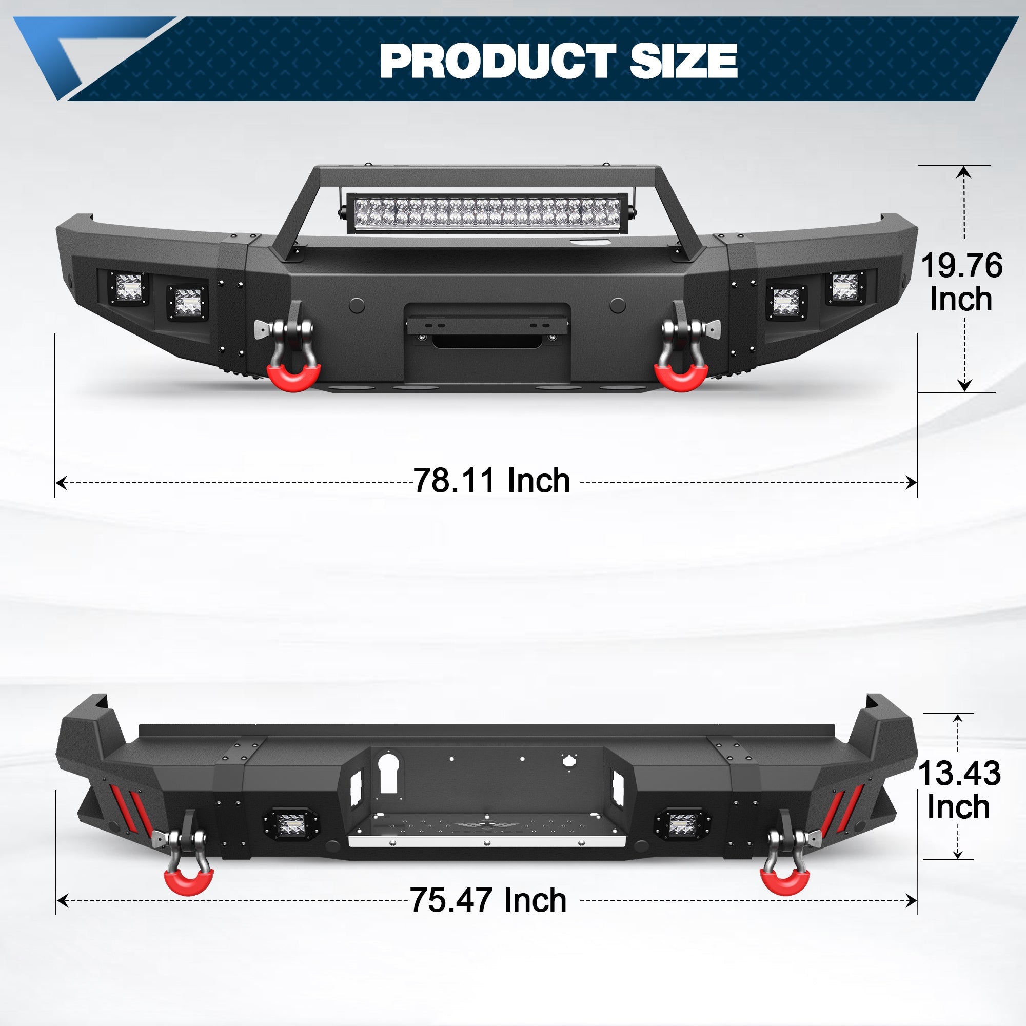 F250 Front and Rear Bumper Set for 2017 2018 2019 2020 2021 2022 Ford F250/F350/F450 Pickup with Winch Plate - nadiaauto