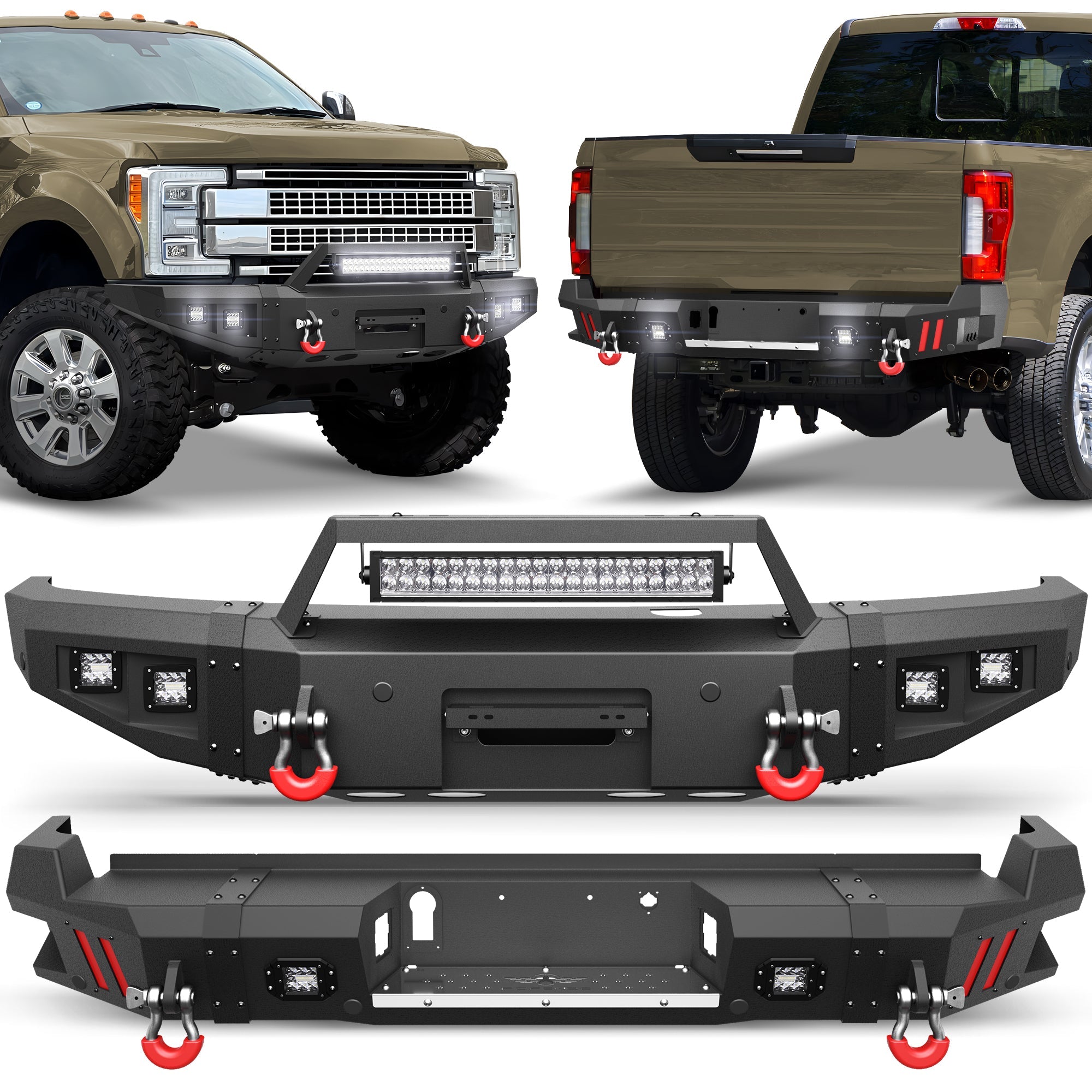 F250 Front Bumper and Rear Bumper Set for 2017-2022 Ford F250/F350/F450 Pickup - nadiaauto