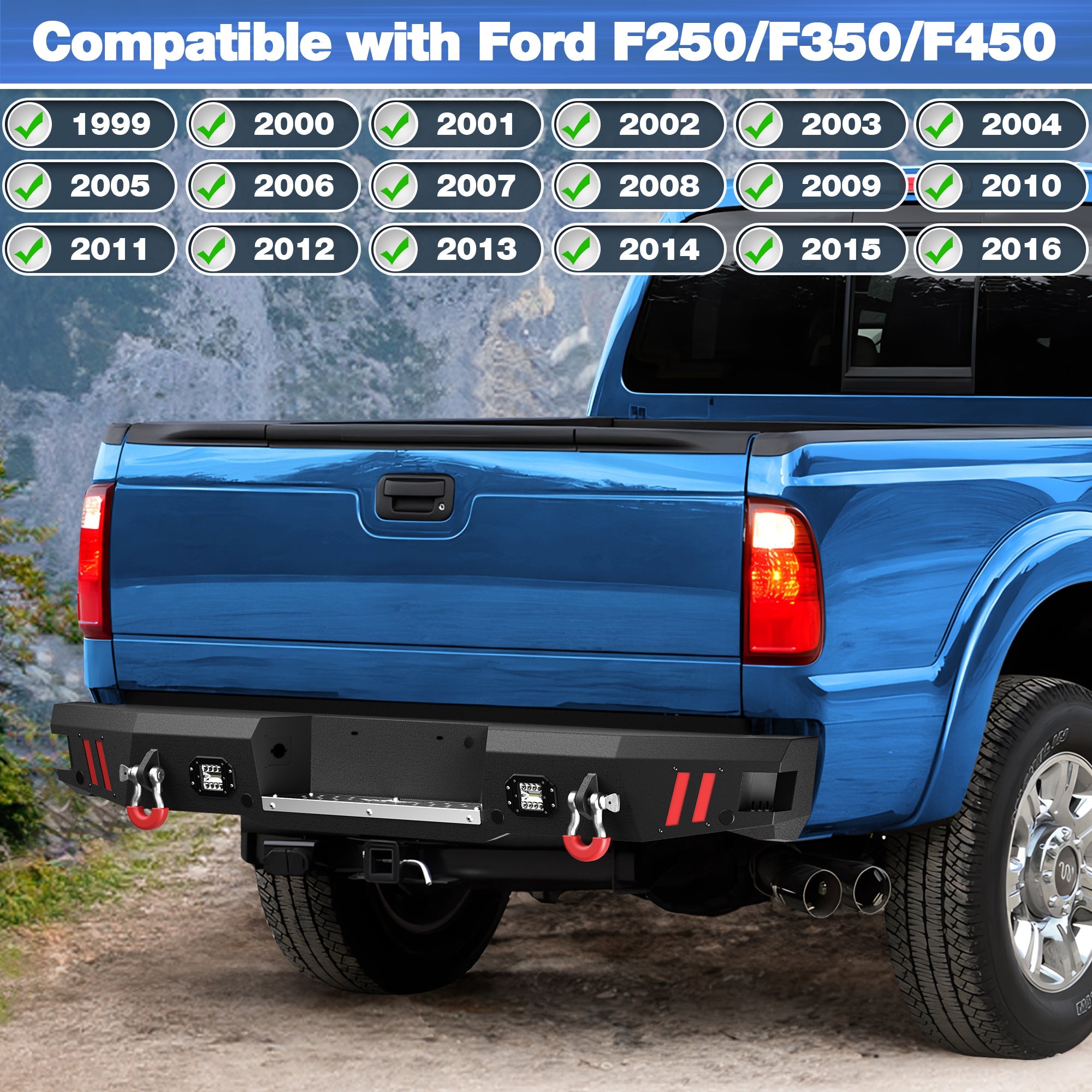 F250 Rear Bumper Full Width for 1999 - 2016 Ford F250/F350/F450 - nadiaauto