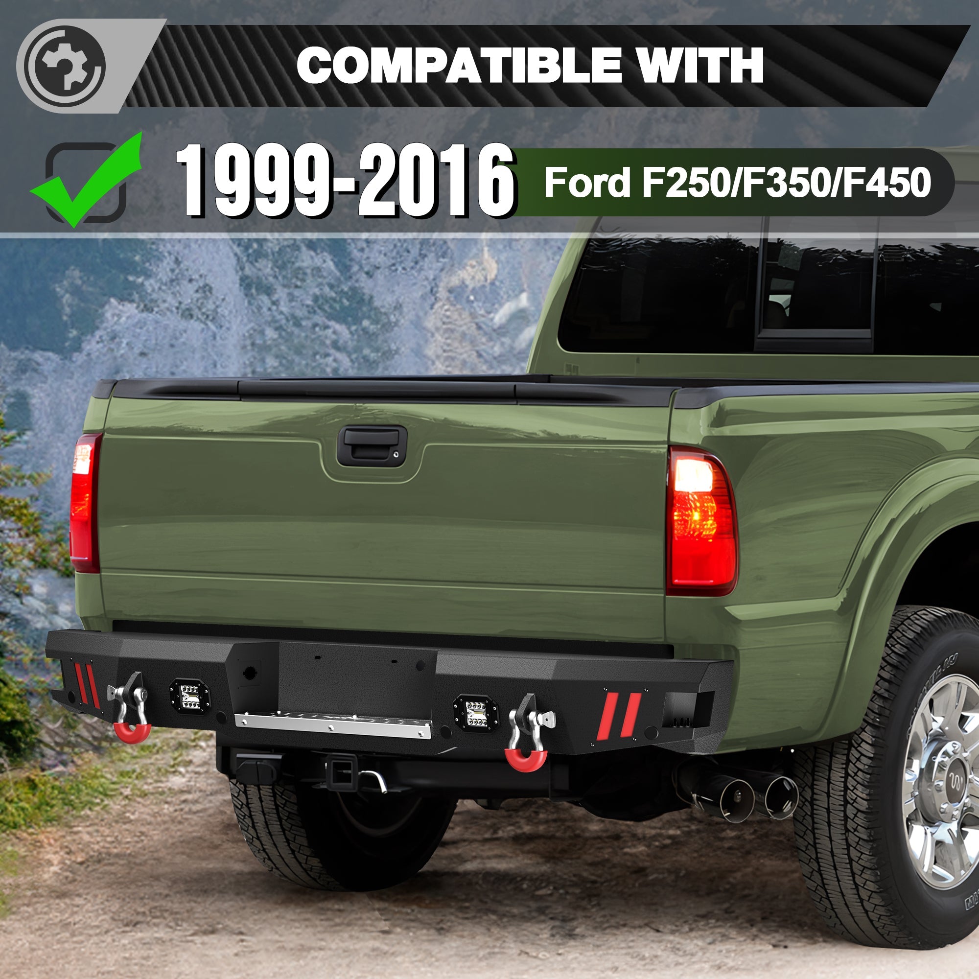 F250 Rear Bumper Full Width for 1999-2016 Ford F250/F350/F450 - nadiaauto