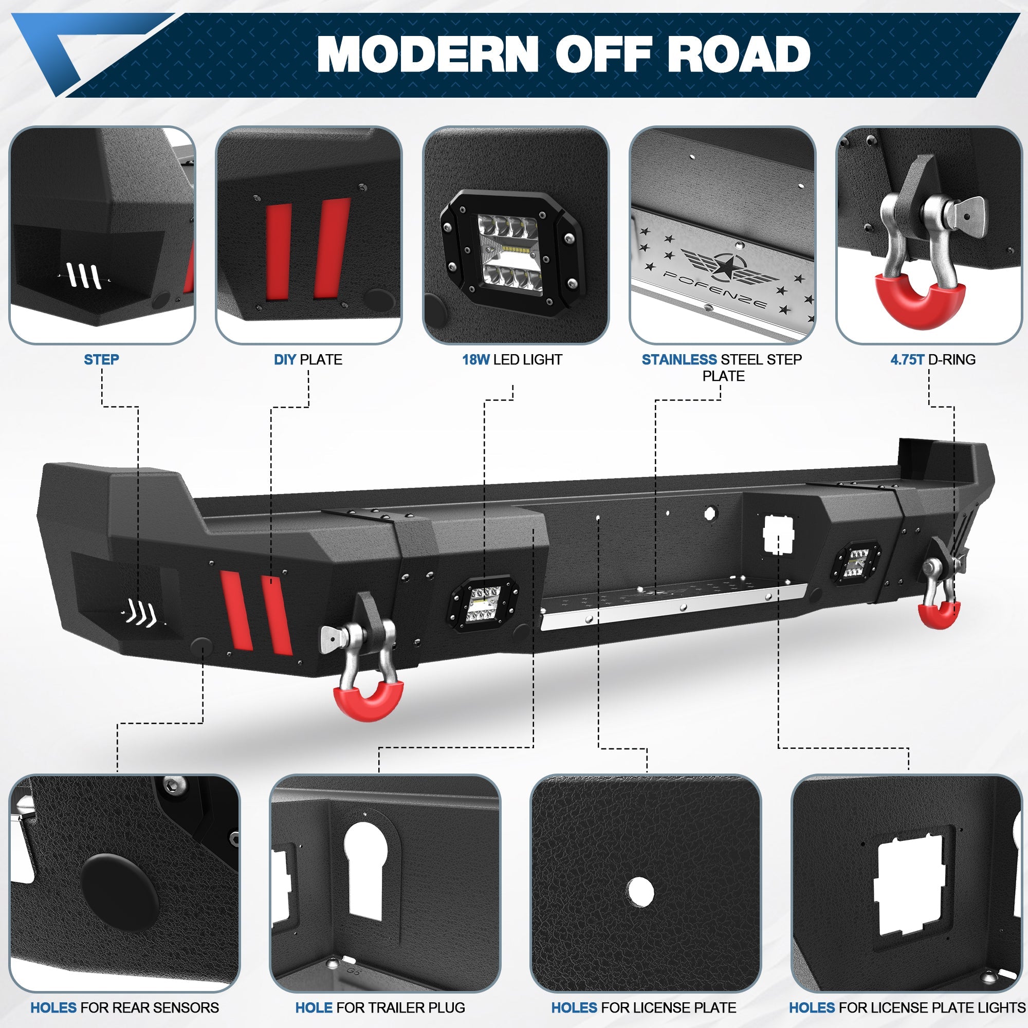 F250 Rear Bumper Full Width for 2017 - 2026 Ford F250/F350/F450 - nadiaauto