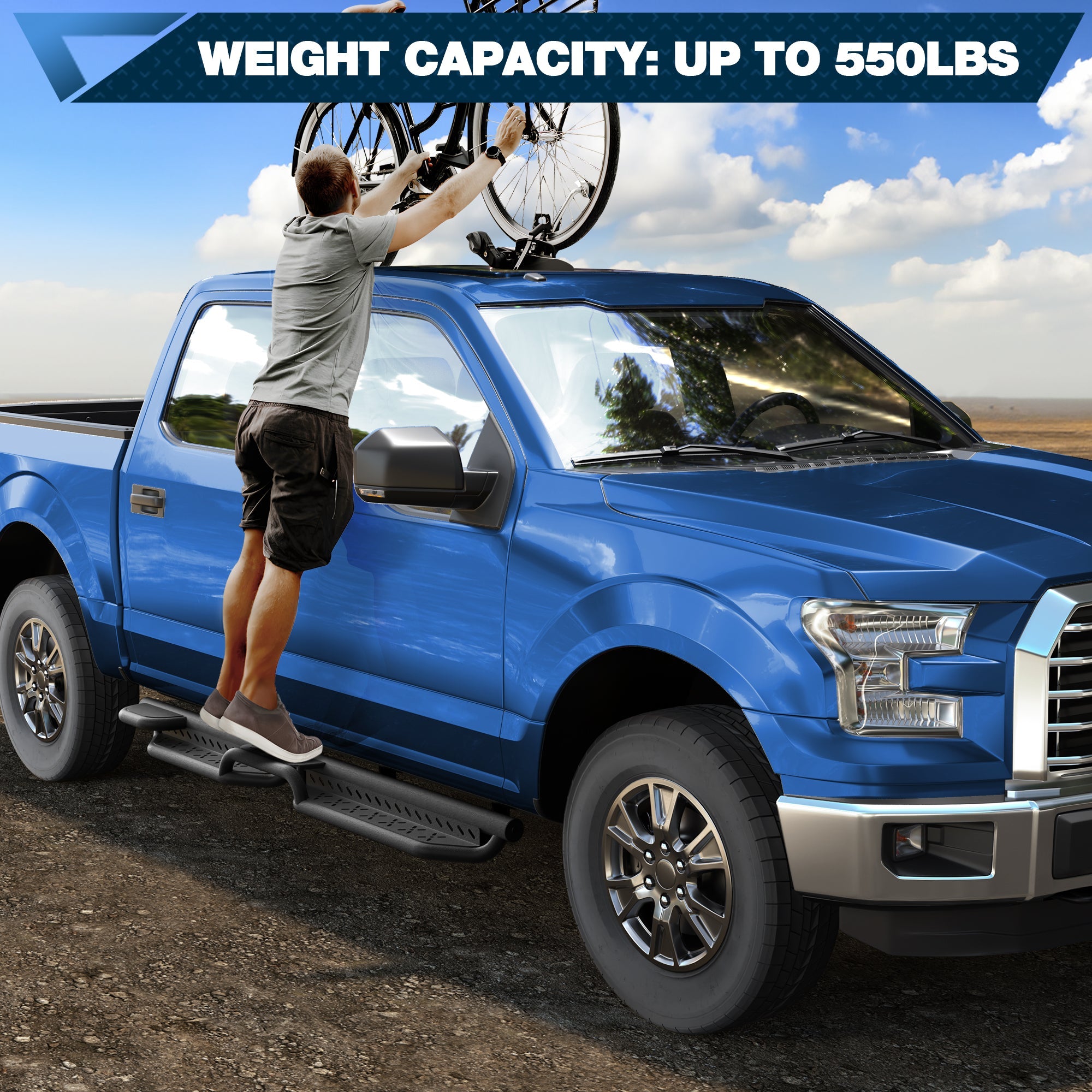 F250/F350 Running Boards Side Steps Compatible with 2015 - 2025 Ford F150,2017 - 2025 F250/F350 - nadiaauto
