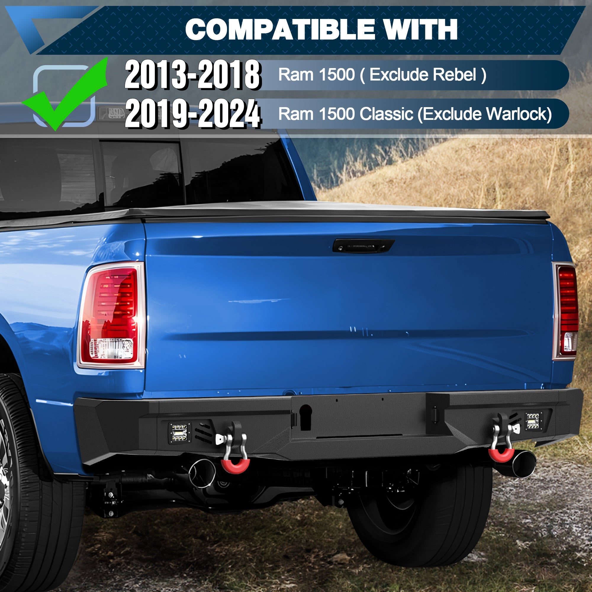 Heavy Duty Steel Bumper with Winch Plate for 2013-2018 Ram 1500 & 2019-2024 Ram 1500 Classic - nadiaauto