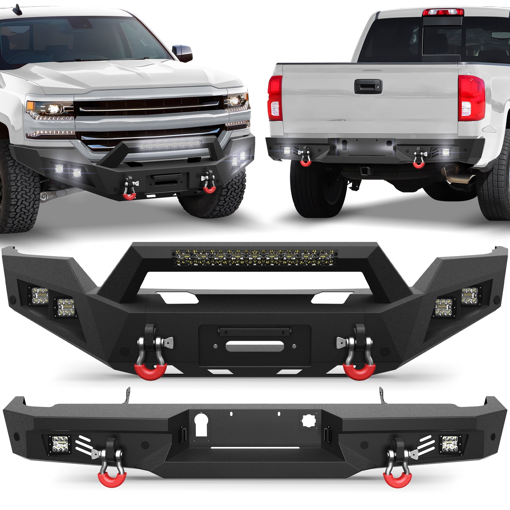 Front and Rear Bumper Kit for 2016 2017 2018 Chevy Silverado 1500 Pickup - nadiaauto