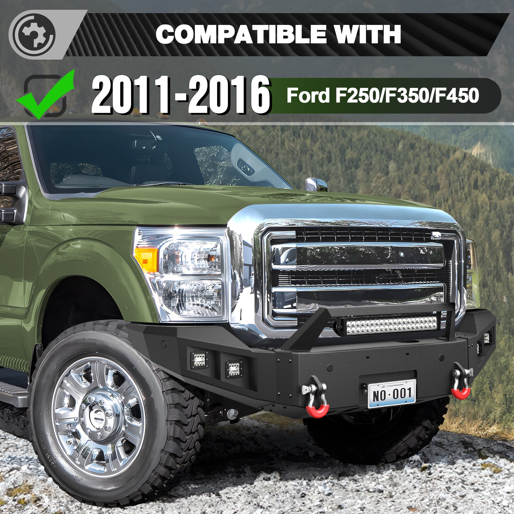 Front Bumper and Rear Bumper Combo Compatible with 2011 2012 2013 2014 2015 2016 Ford F250 F350 F450 - nadiaauto