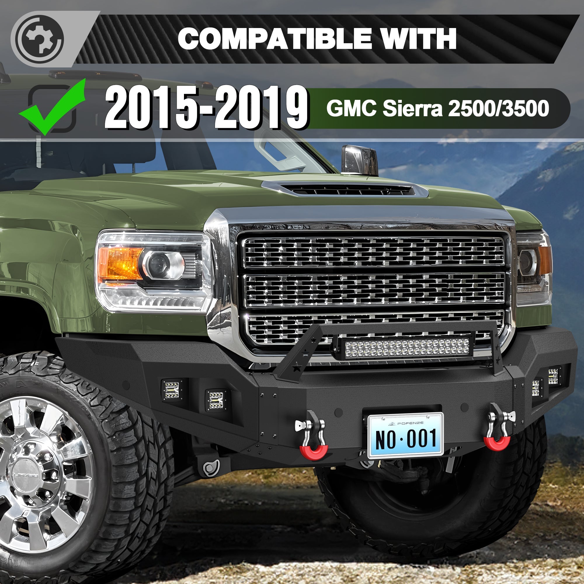 Front Bumper and Rear Bumper Combo Fit 2015 2016 2017 2018 2019 GMC Sierra 2500/3500 HD - nadiaauto