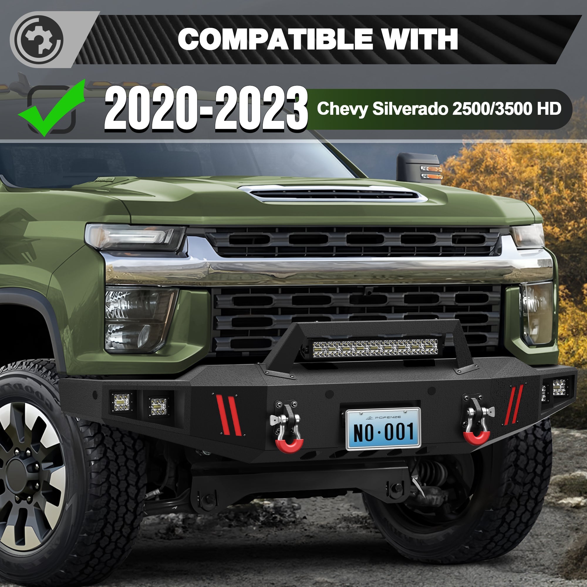 Front Bumper and Rear Bumper Combo for 2020 2021 2022 2023 Chevrolet Silverado 2500/3500 - nadiaauto