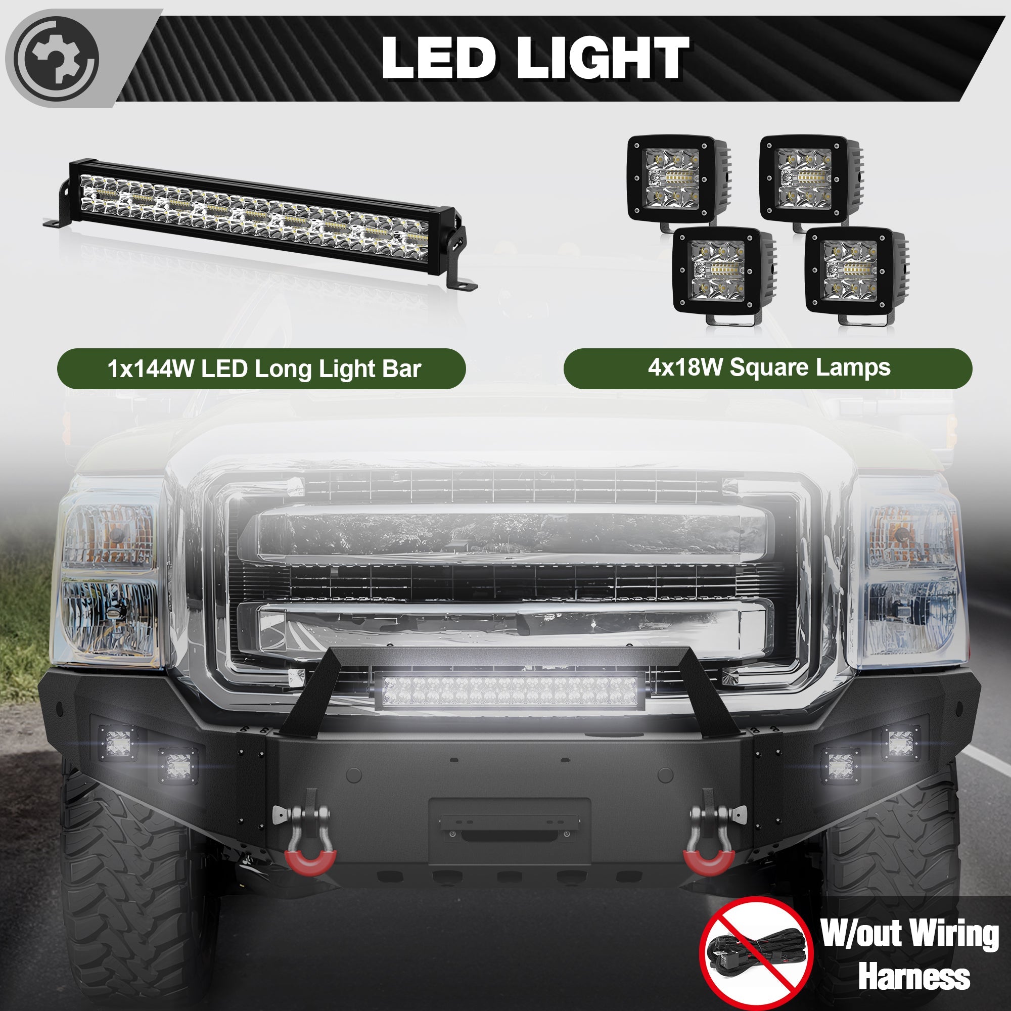 Front Bumper Bar with Winch Plate for 2011 2012 2013 2014 2015 2016 F250/F350/F450 - nadiaauto