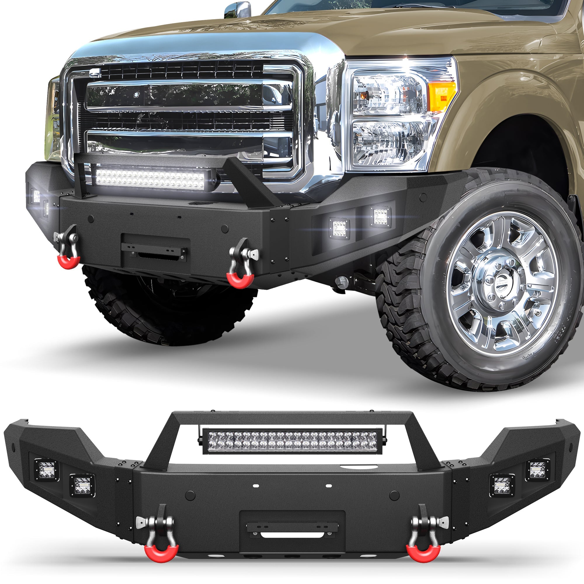 Front Bumper Bar with Winch Plate for 2011 2012 2013 2014 2015 2016 F250/F350/F450 - nadiaauto