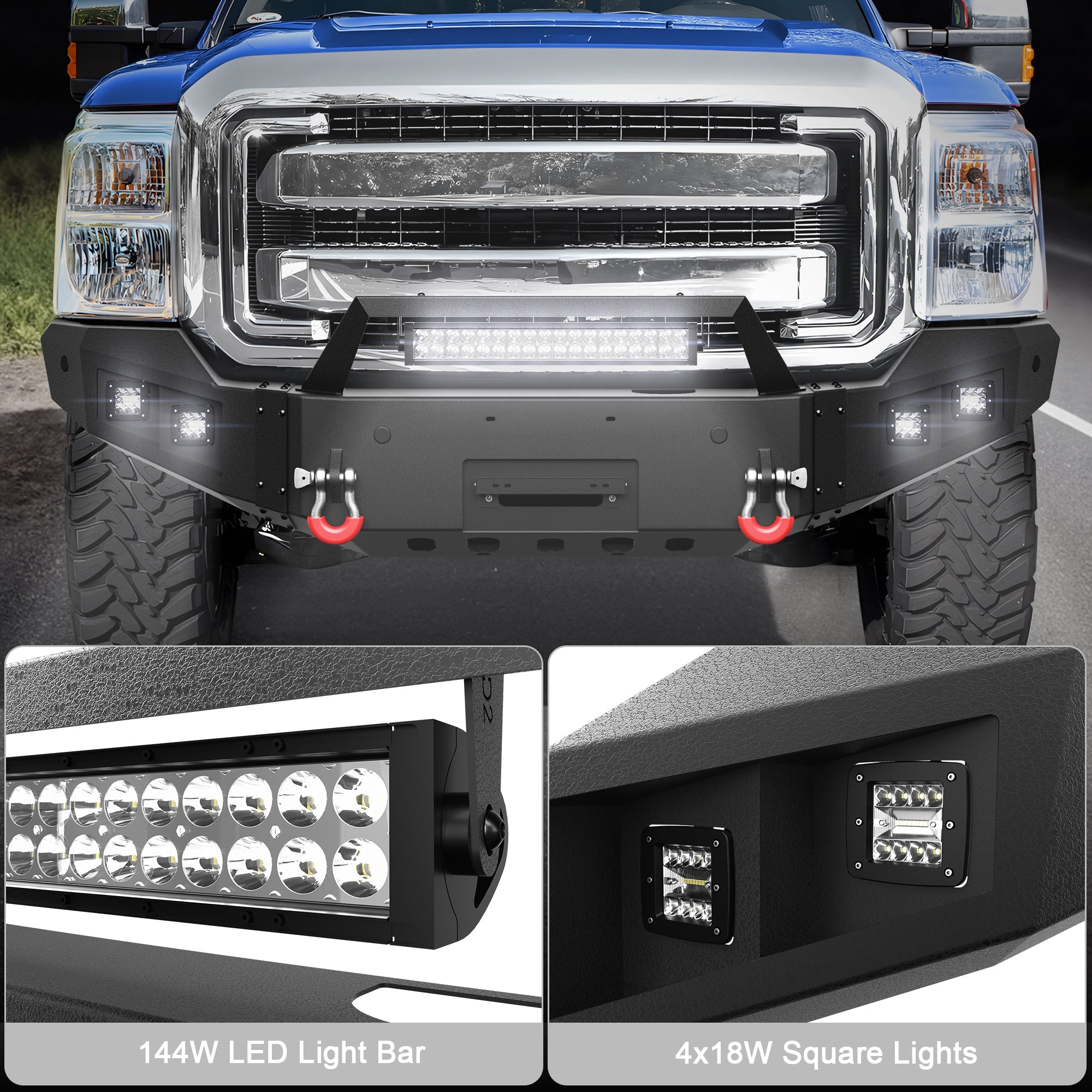 Front Bumper Bar with Winch Plate for 2011 2012 2013 2014 2015 2016 F250/F350/F450 - nadiaauto