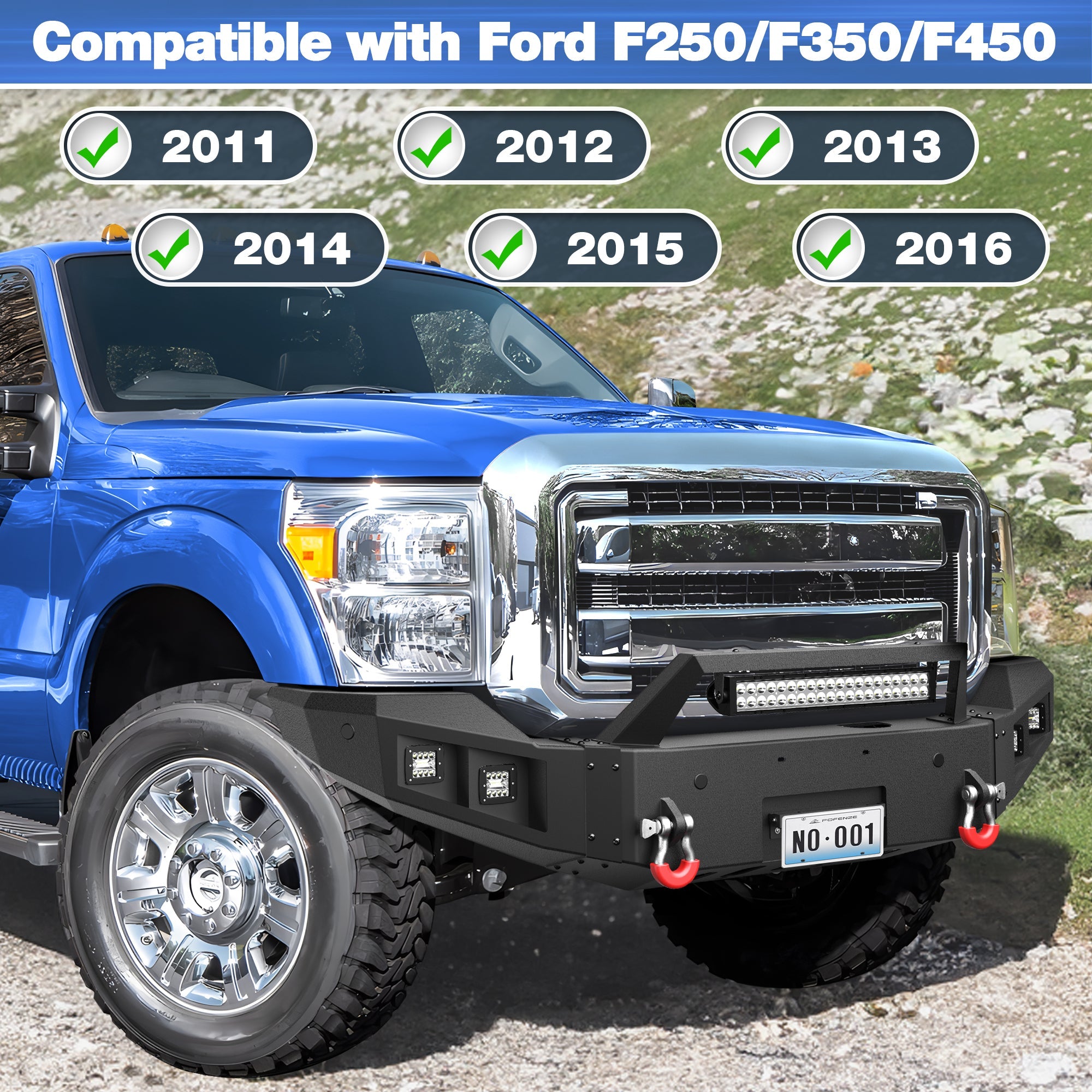 Front Bumper Bar with Winch Plate for 2011 2012 2013 2014 2015 2016 F250/F350/F450 - nadiaauto